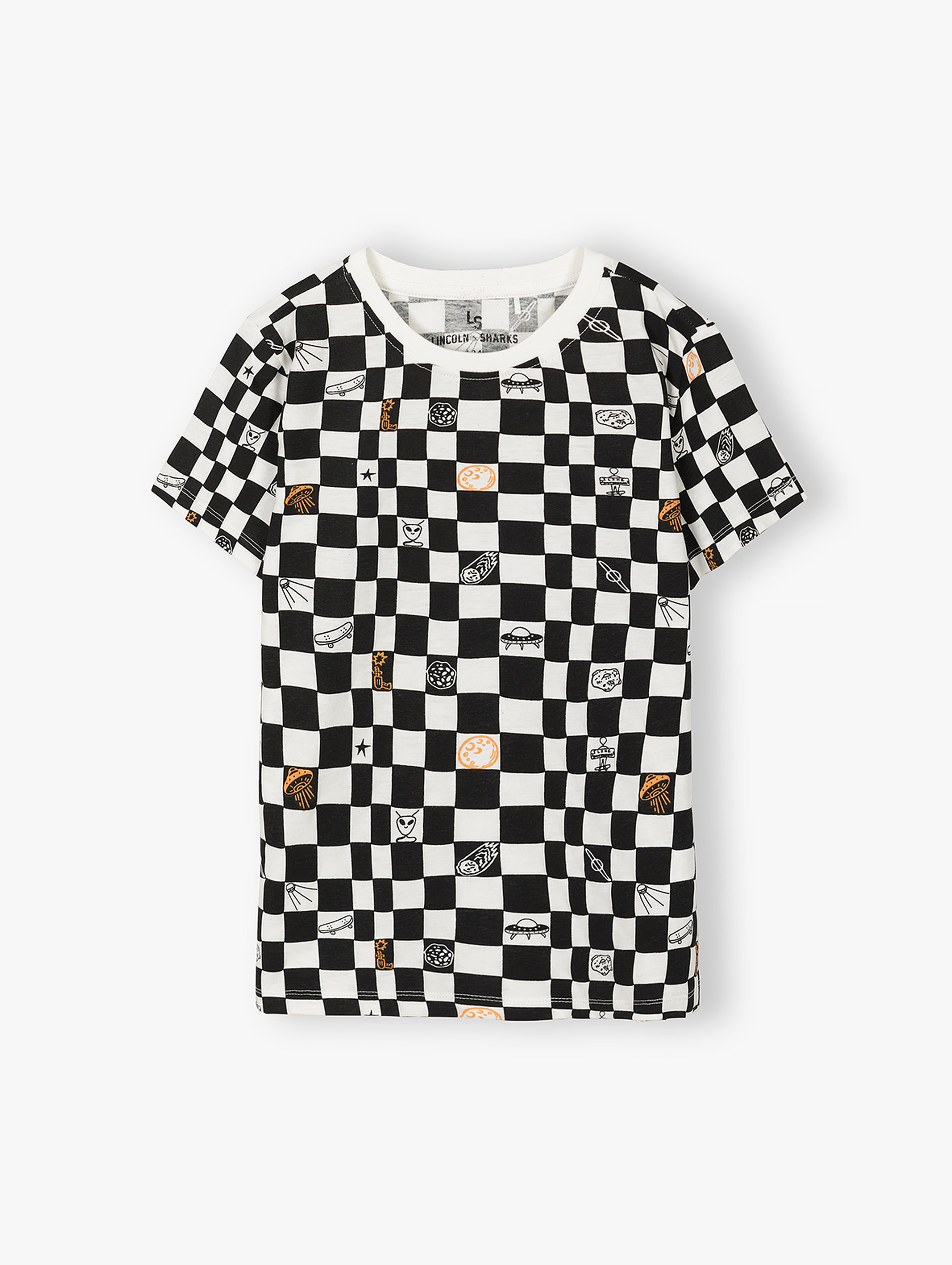 Bluzka chłopięca bawełniana w szachownicę