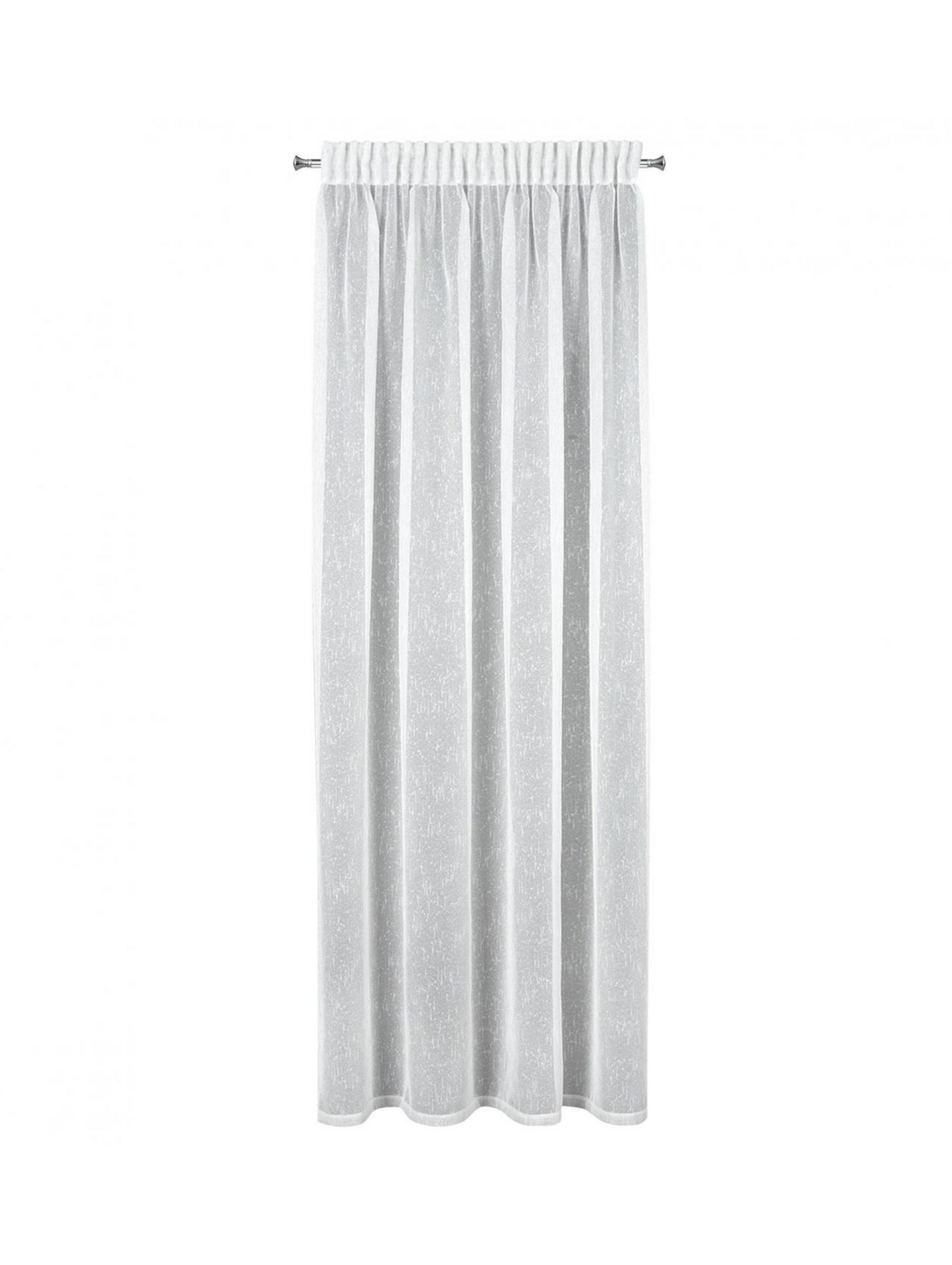Biała firana 140x270 cm zdobiona srebrną nicią