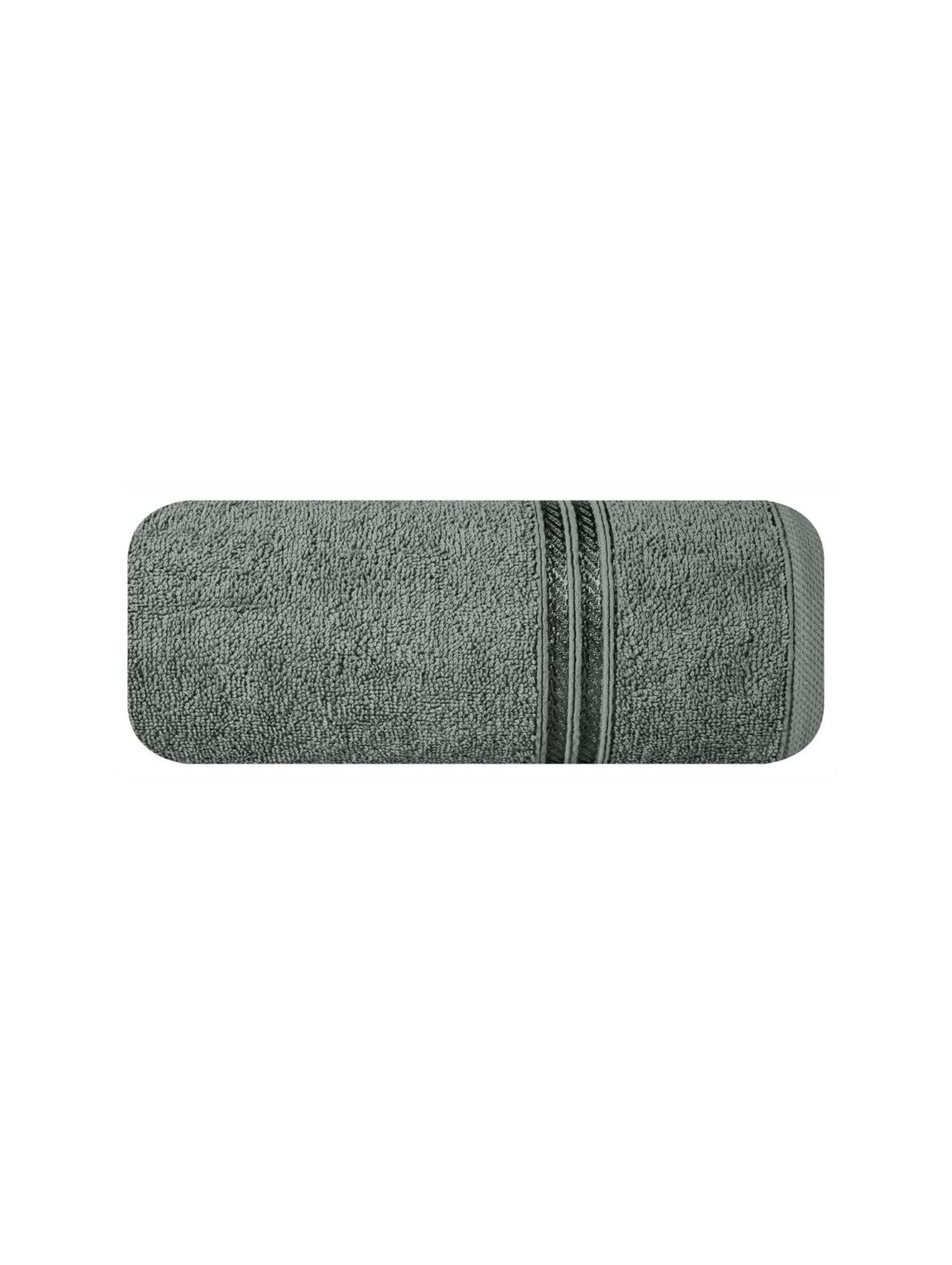Ręcznik z bordiurą w pasy szary 50x90 cm