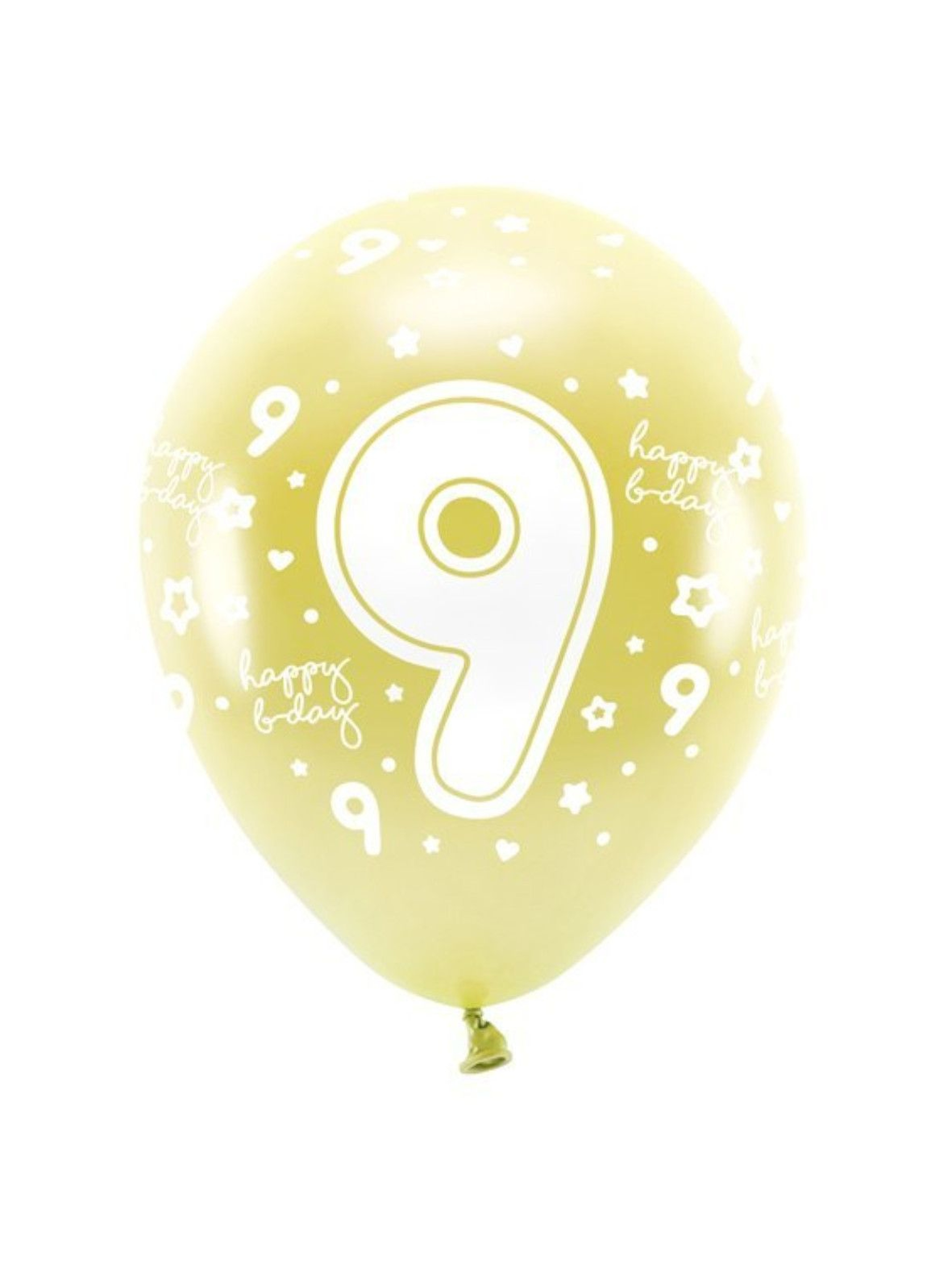 Balony Eco Cyfra ''9' - złote 6 szt.