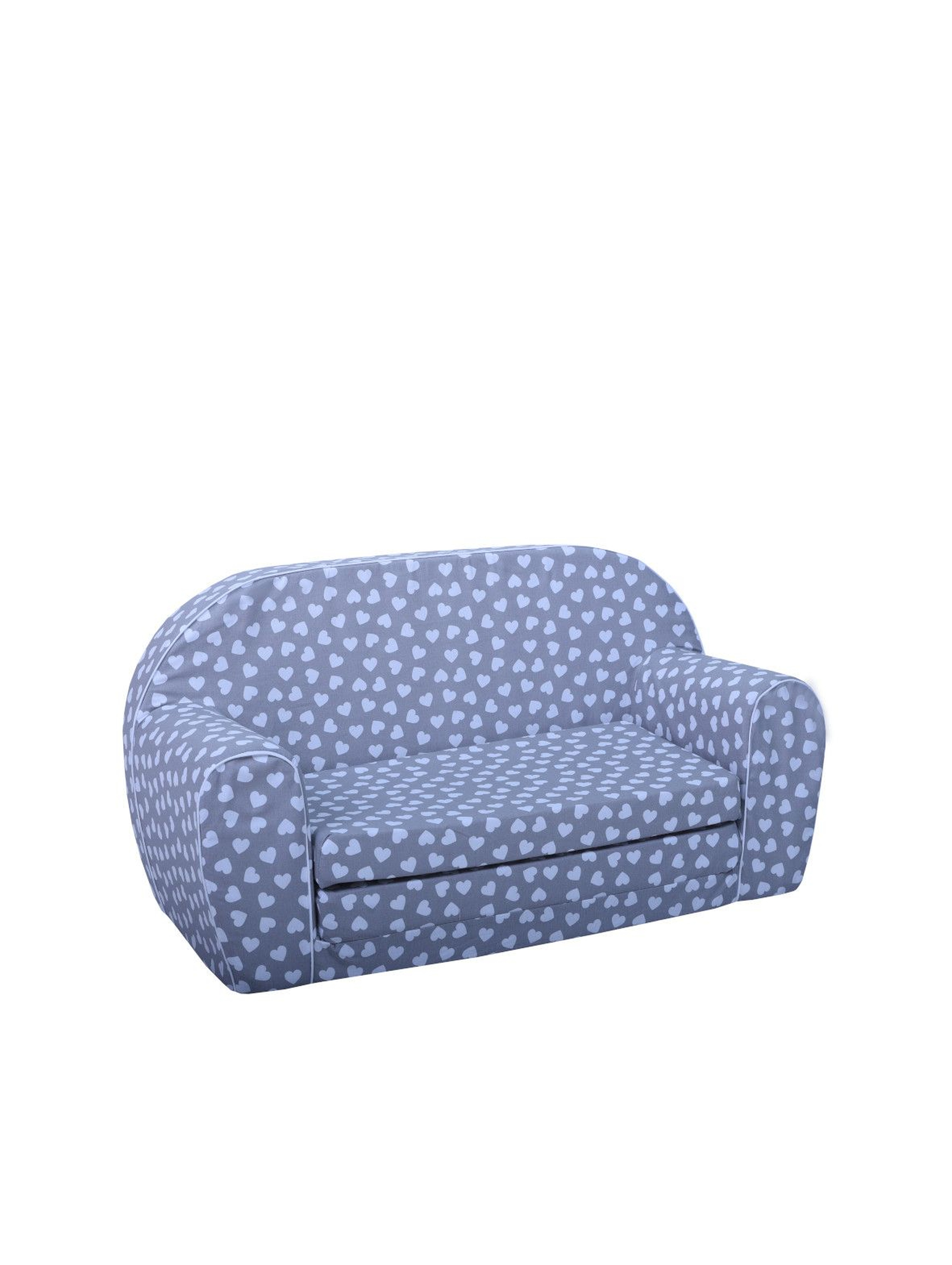Niebieska sofa w serduszka
