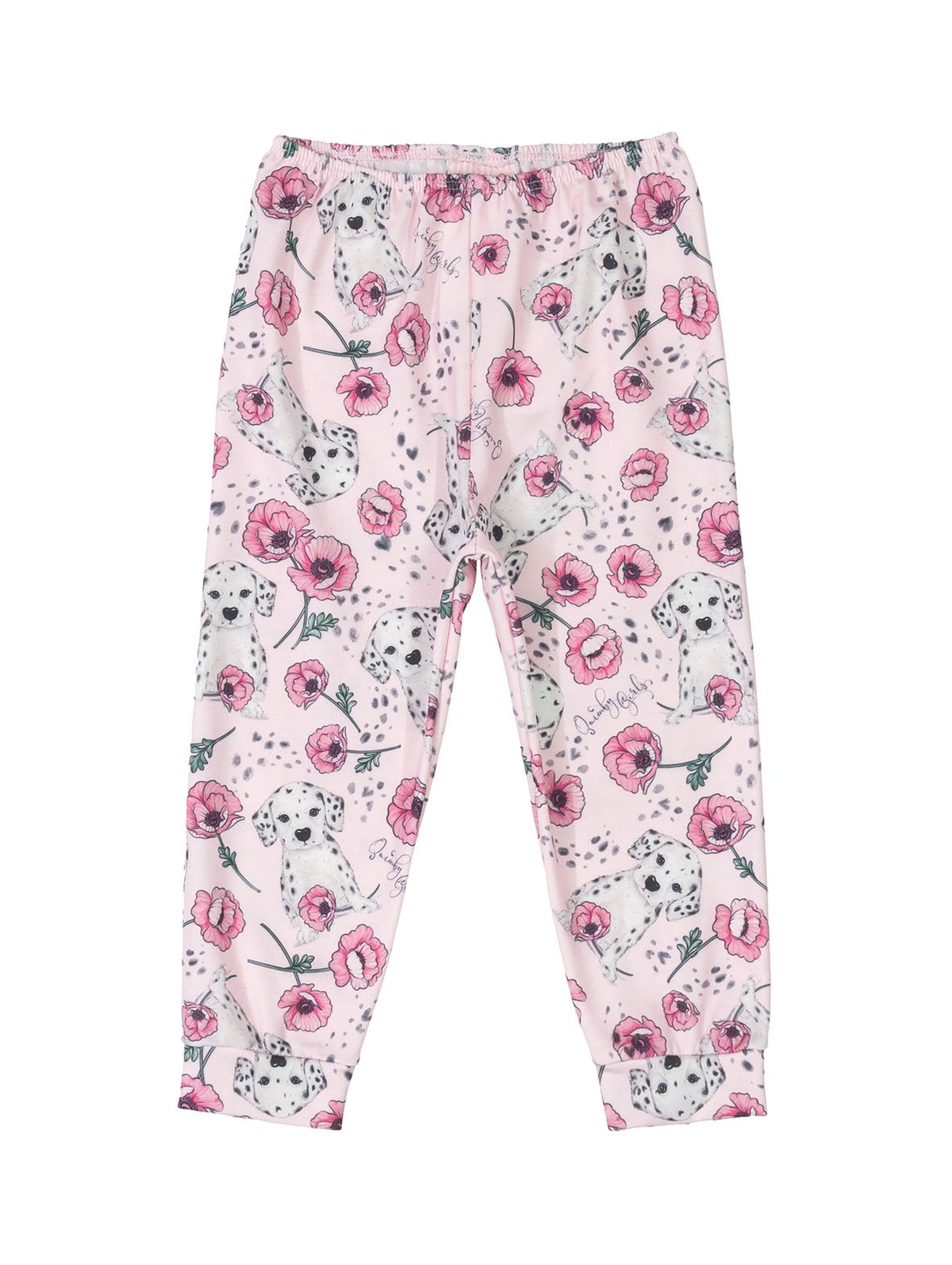 Spodnie niemowlęce w kwiatki - różowe