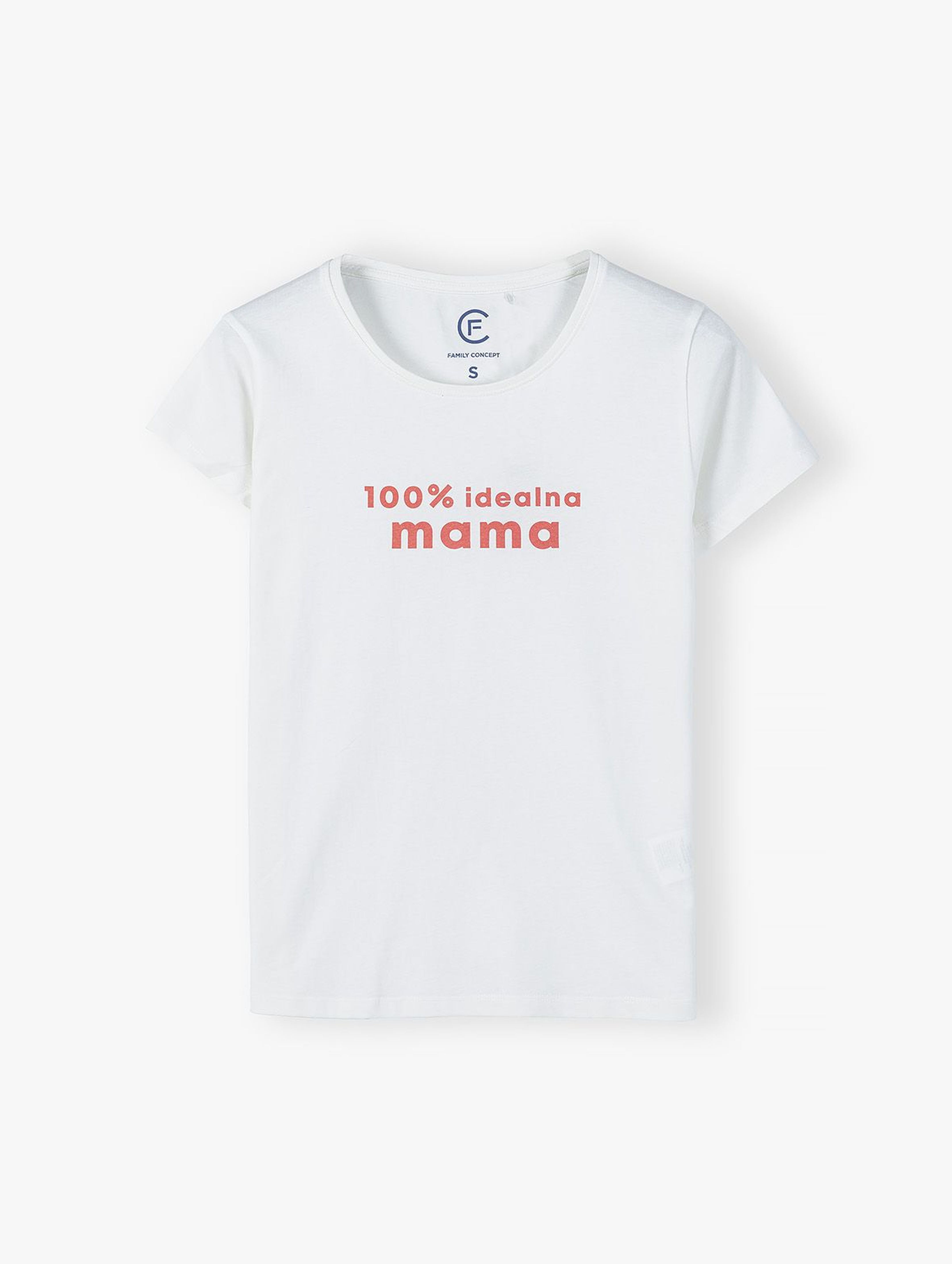 Bawełniany t-shirt damski biały - 100% idealna mama