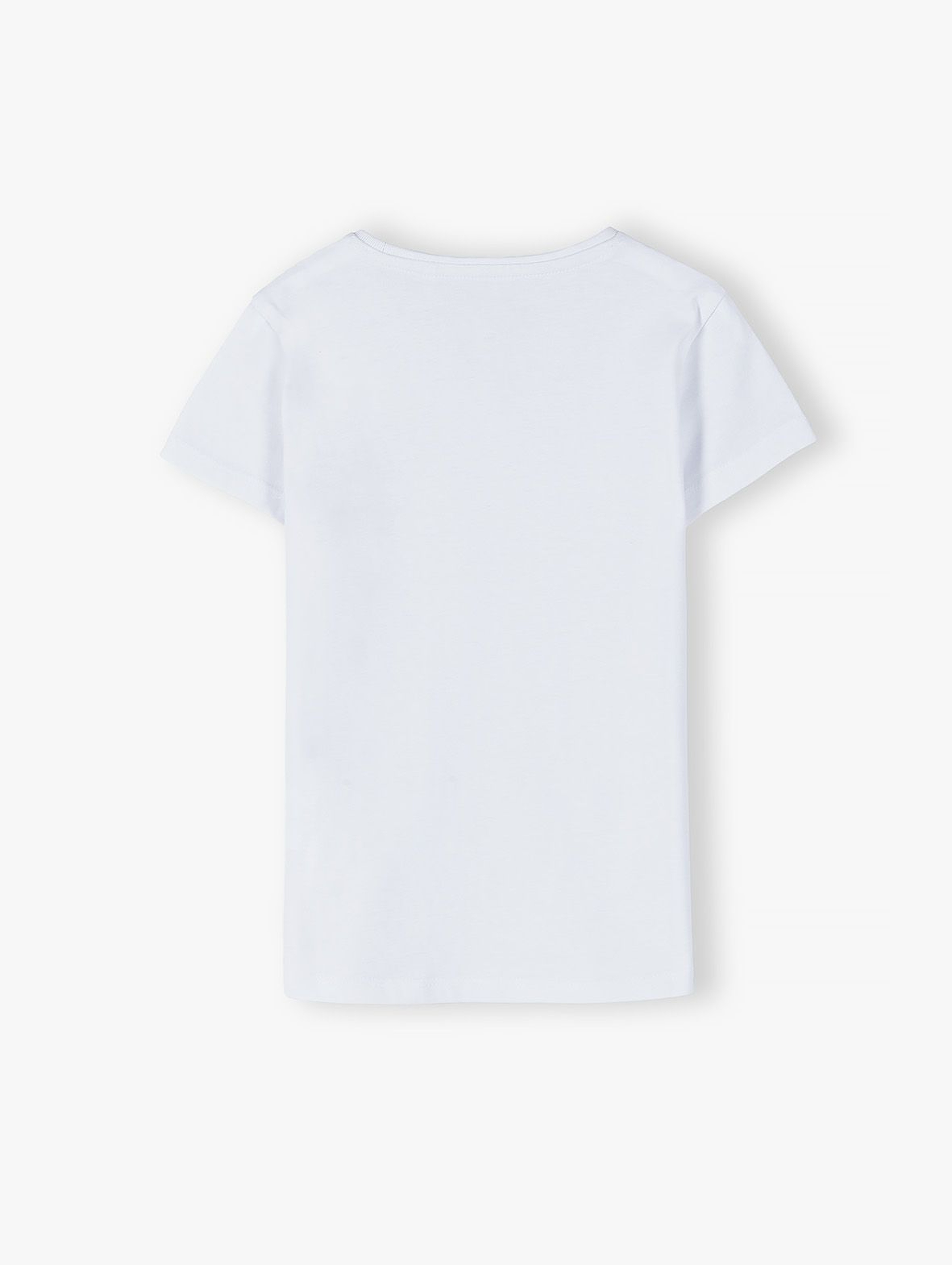 Bawełniany biały T-shirt dziewczęcy z jednorożcem- gotowa na lato