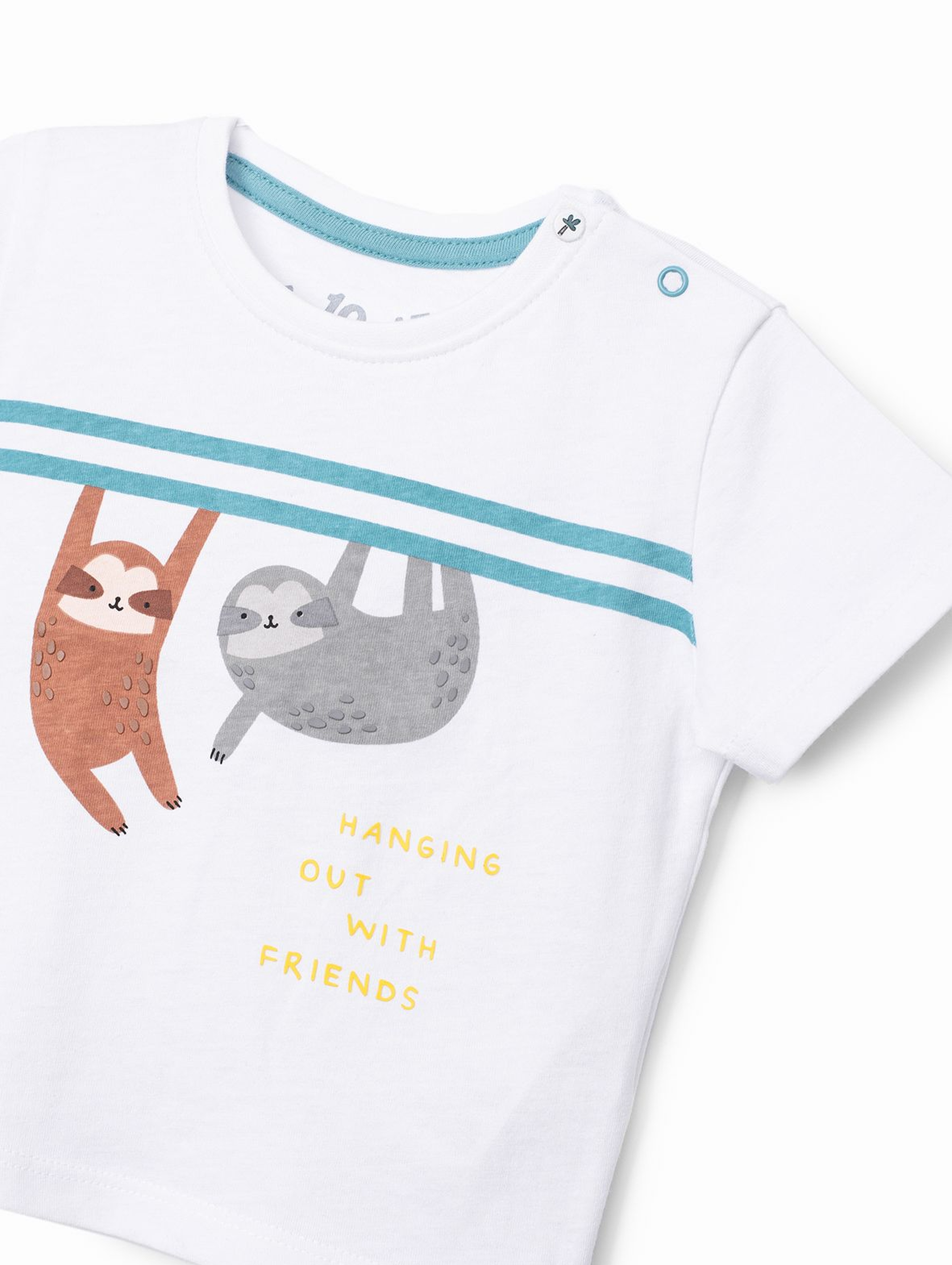 T-shirt niemowlęcy biały z leniwcami
