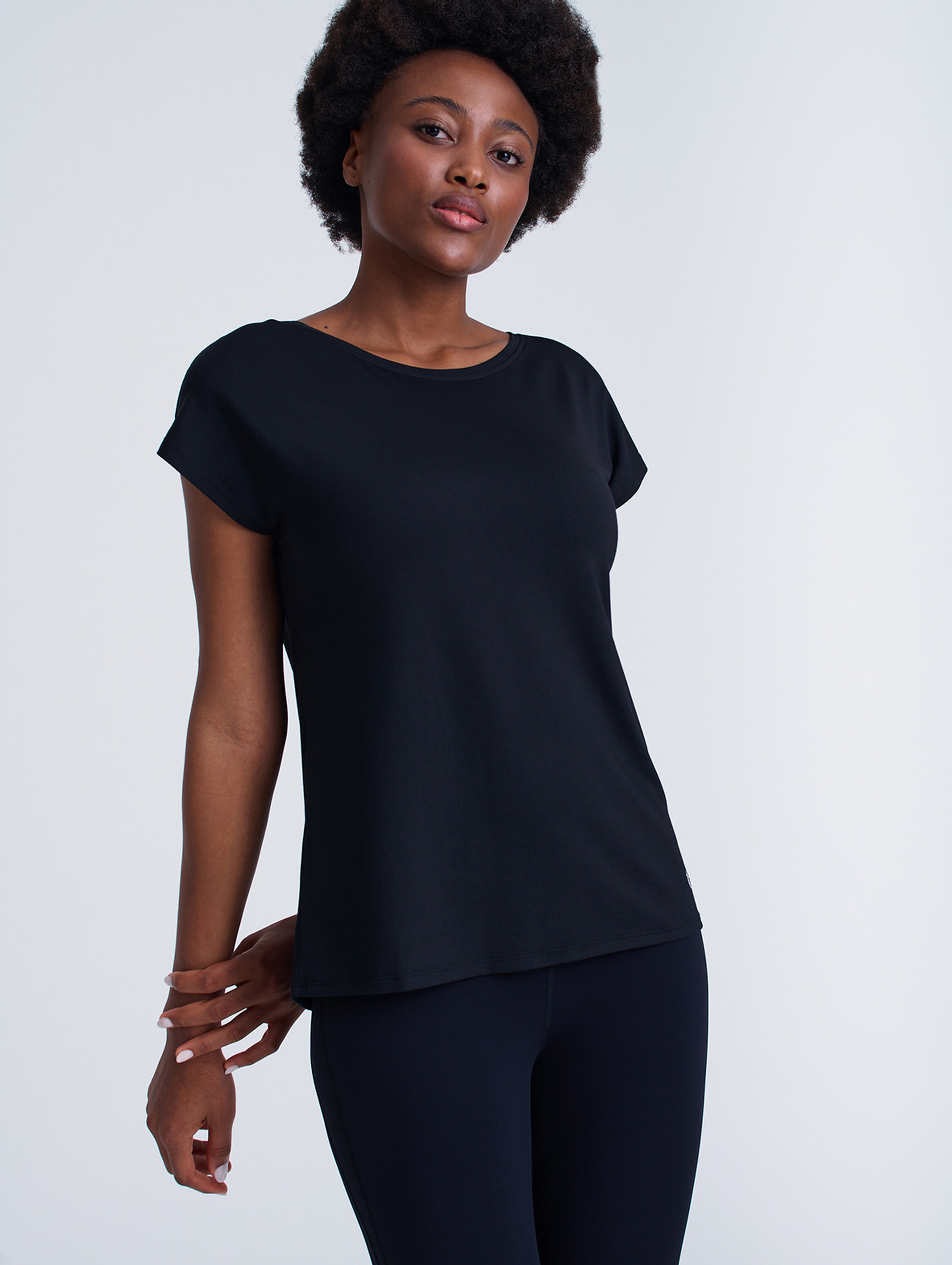 Koszulka damska z przezroczystymi wstawkami czarna