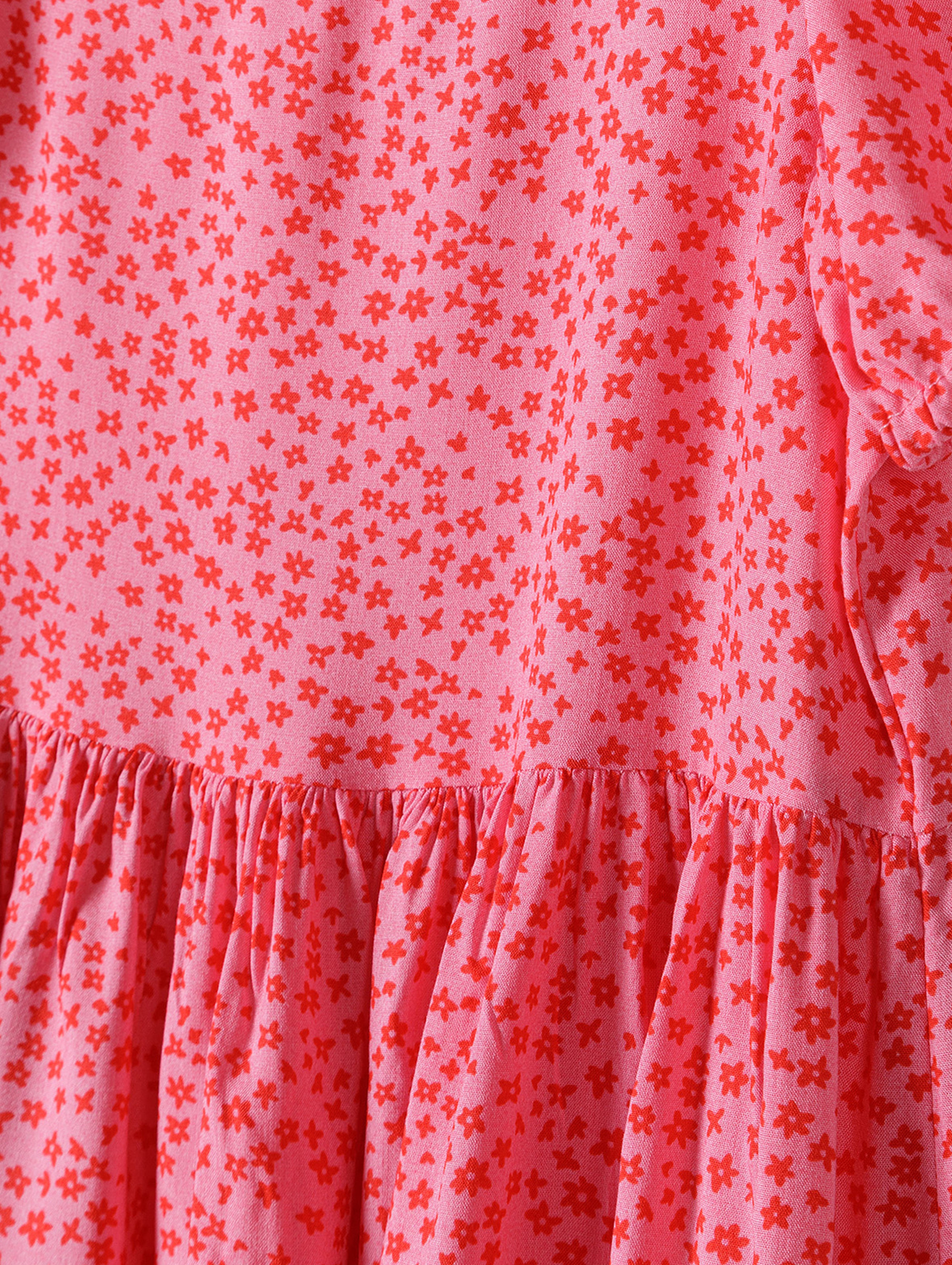 Różowa sukienka letnia z wiskozy w kwiatki
