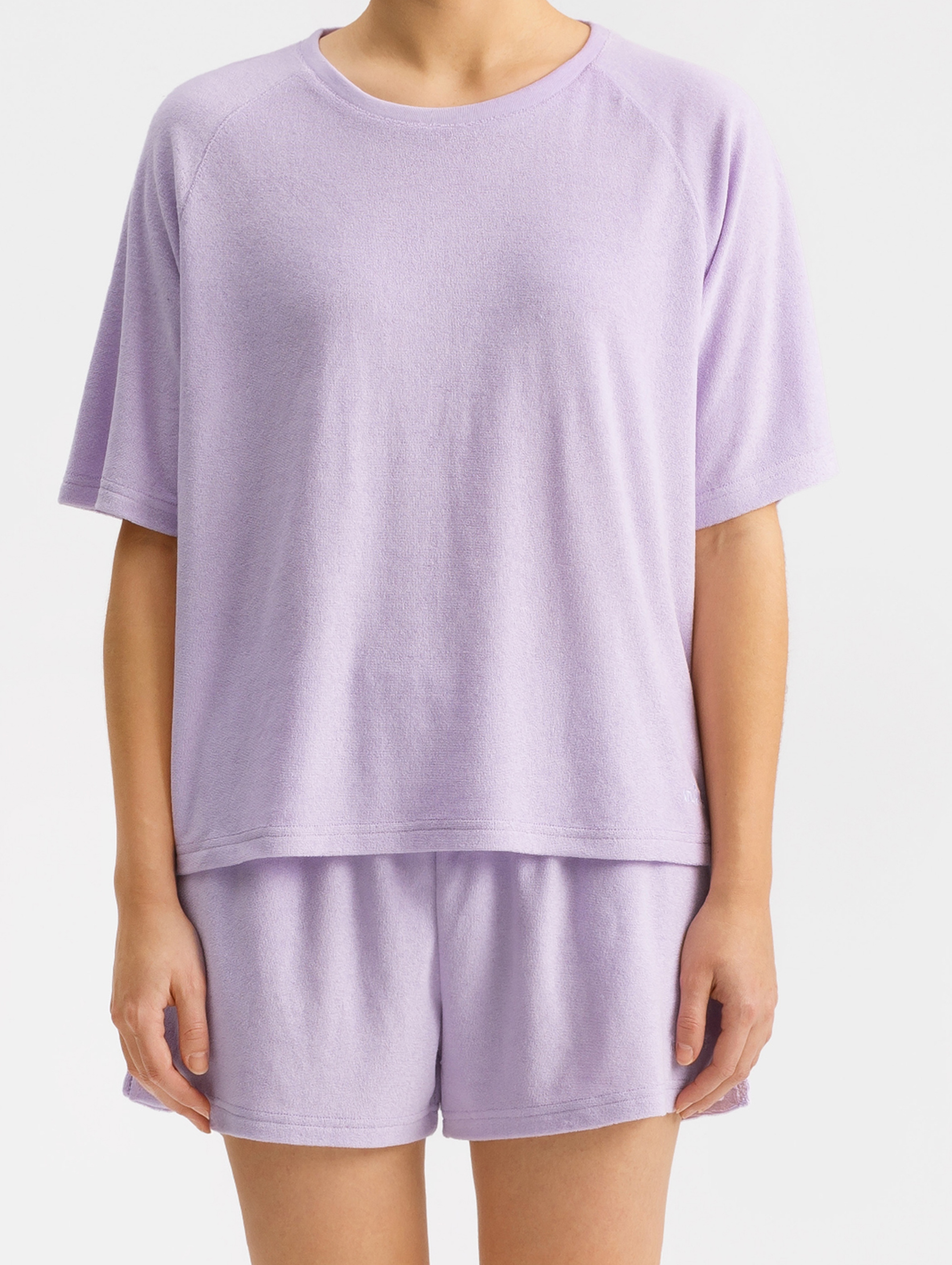 Piżama frotte koszulka i krótkie spodenki - fioletowa - Atlantic