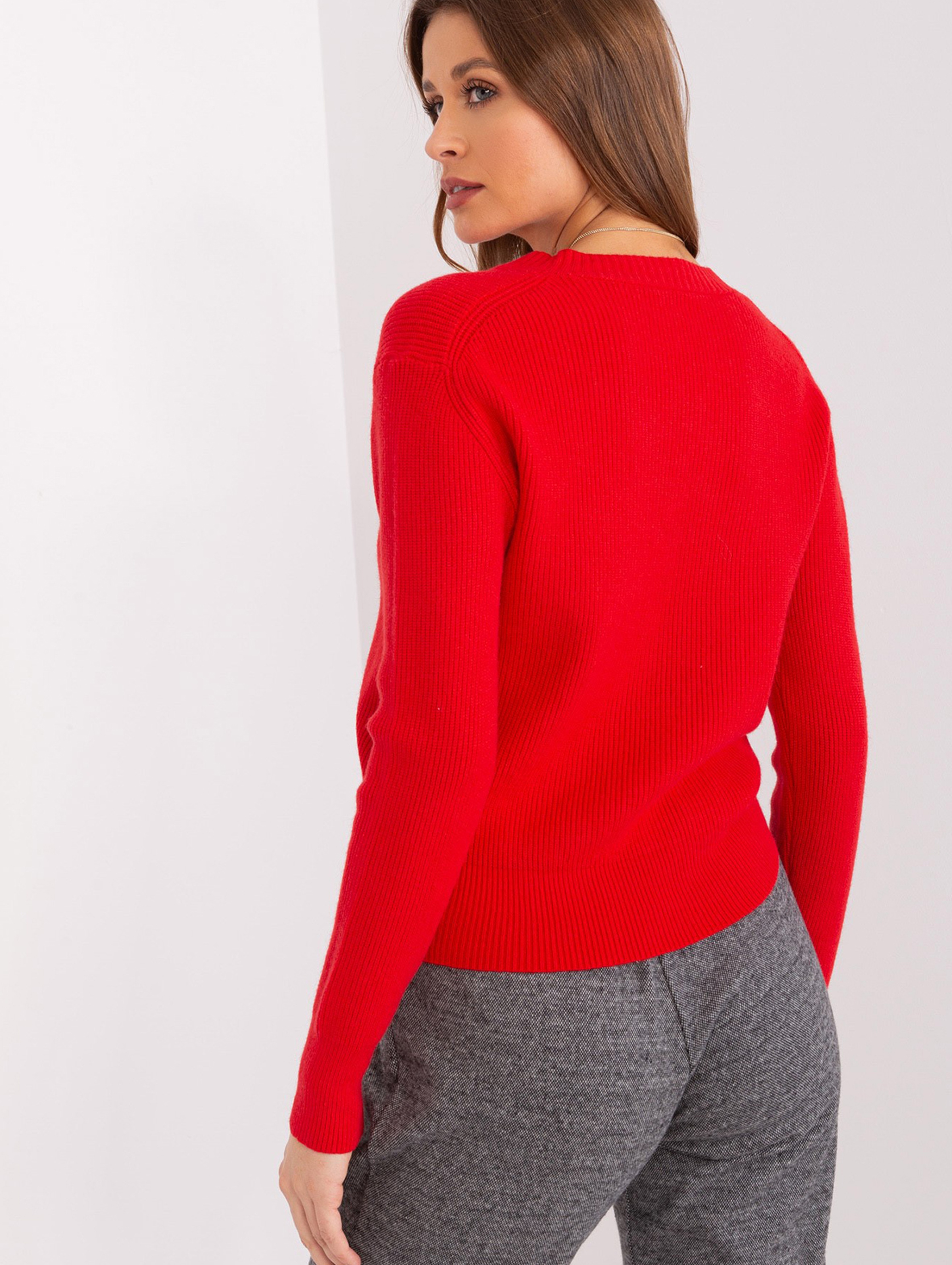 Sweter z dzianiny z wiskozą czerwony