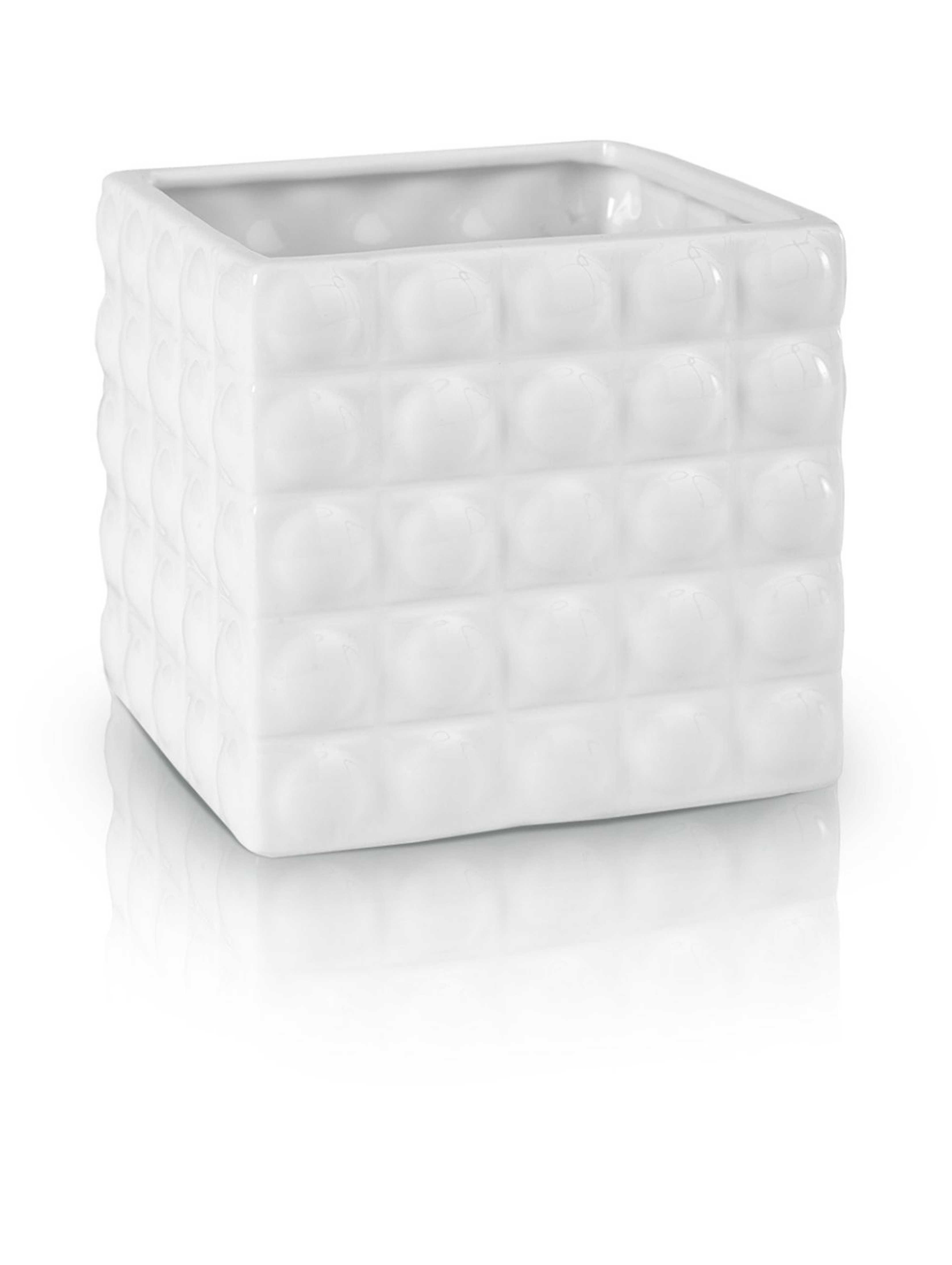 Kwadratowa donica ceramiczna - biała