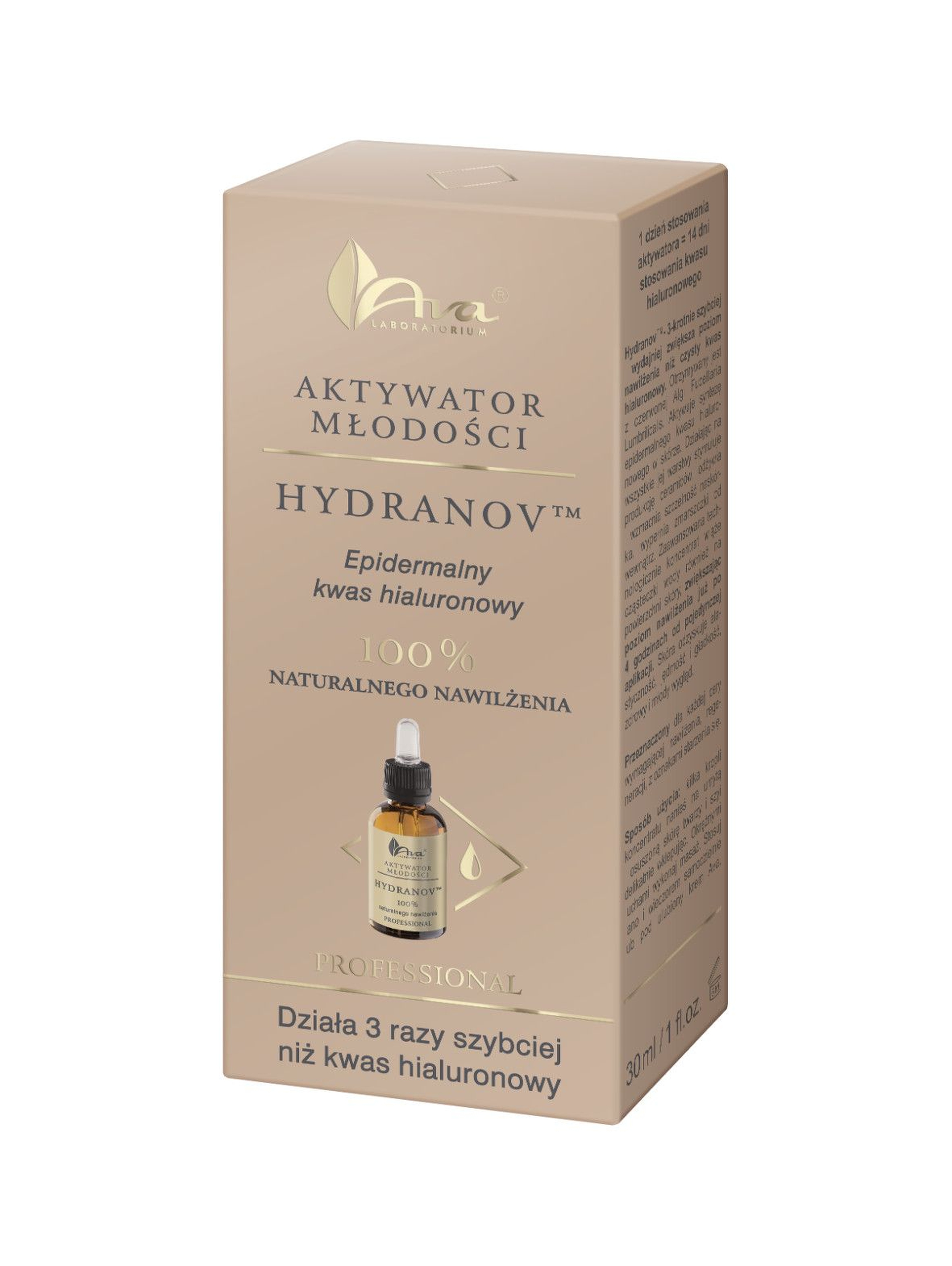 Aktywator do twarzy 100% Hydranov / kwas hialuronowy - Aktywator Młodości - 30 ml