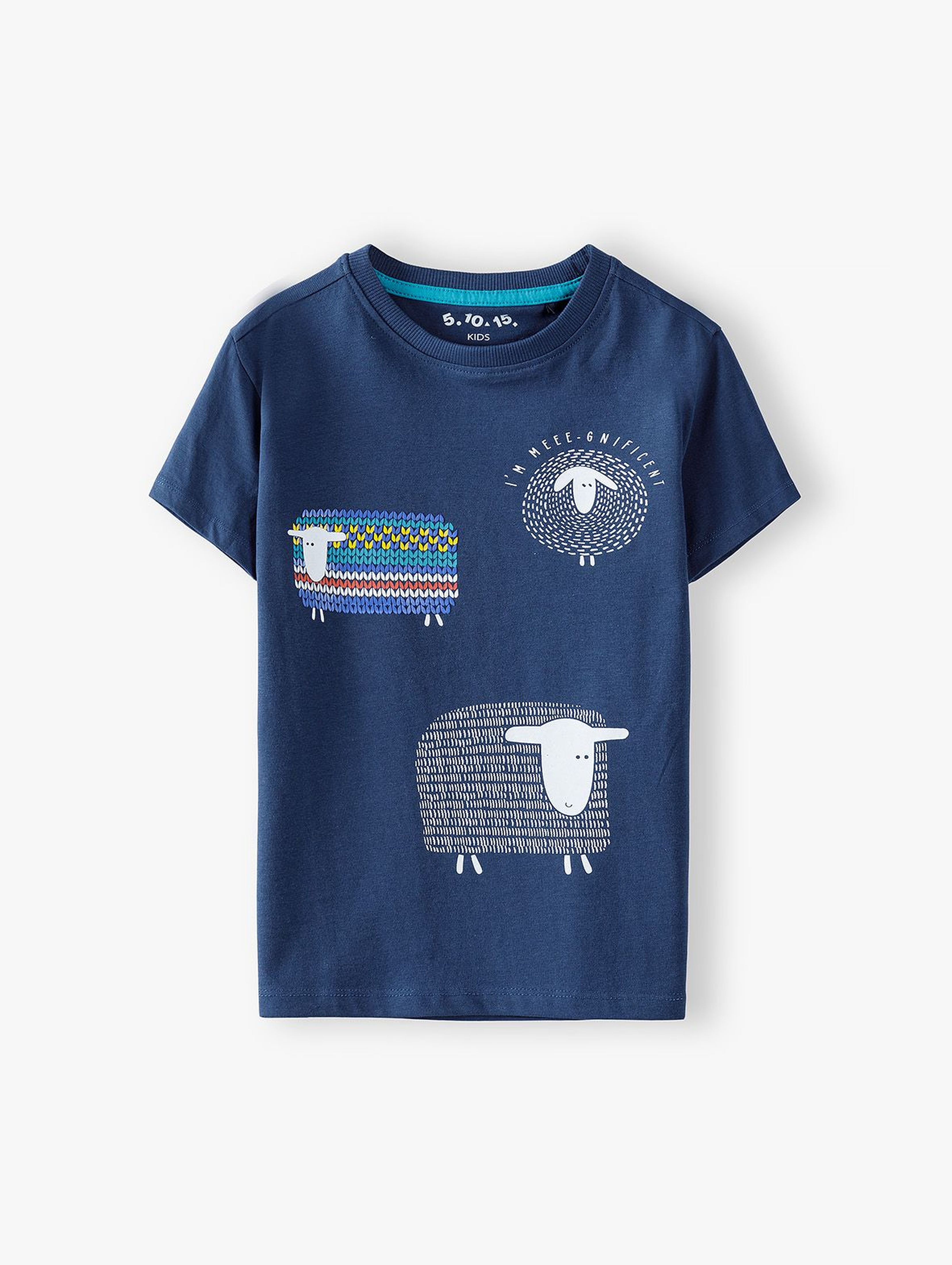 T-shirt chłopięcy granatowy w owce