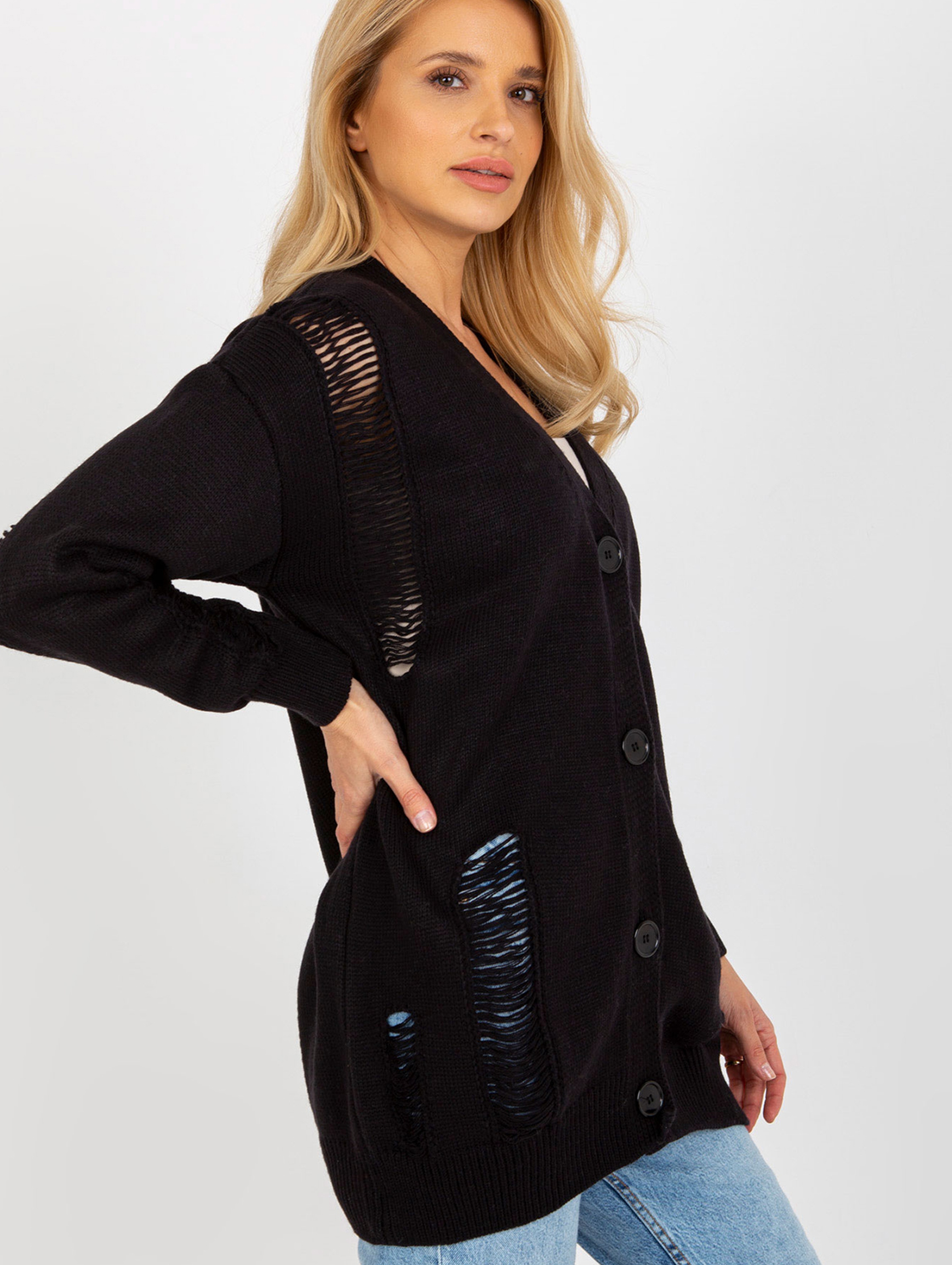 Czarny
rozpinany sweter oversize z dziurami
RUE PARIS