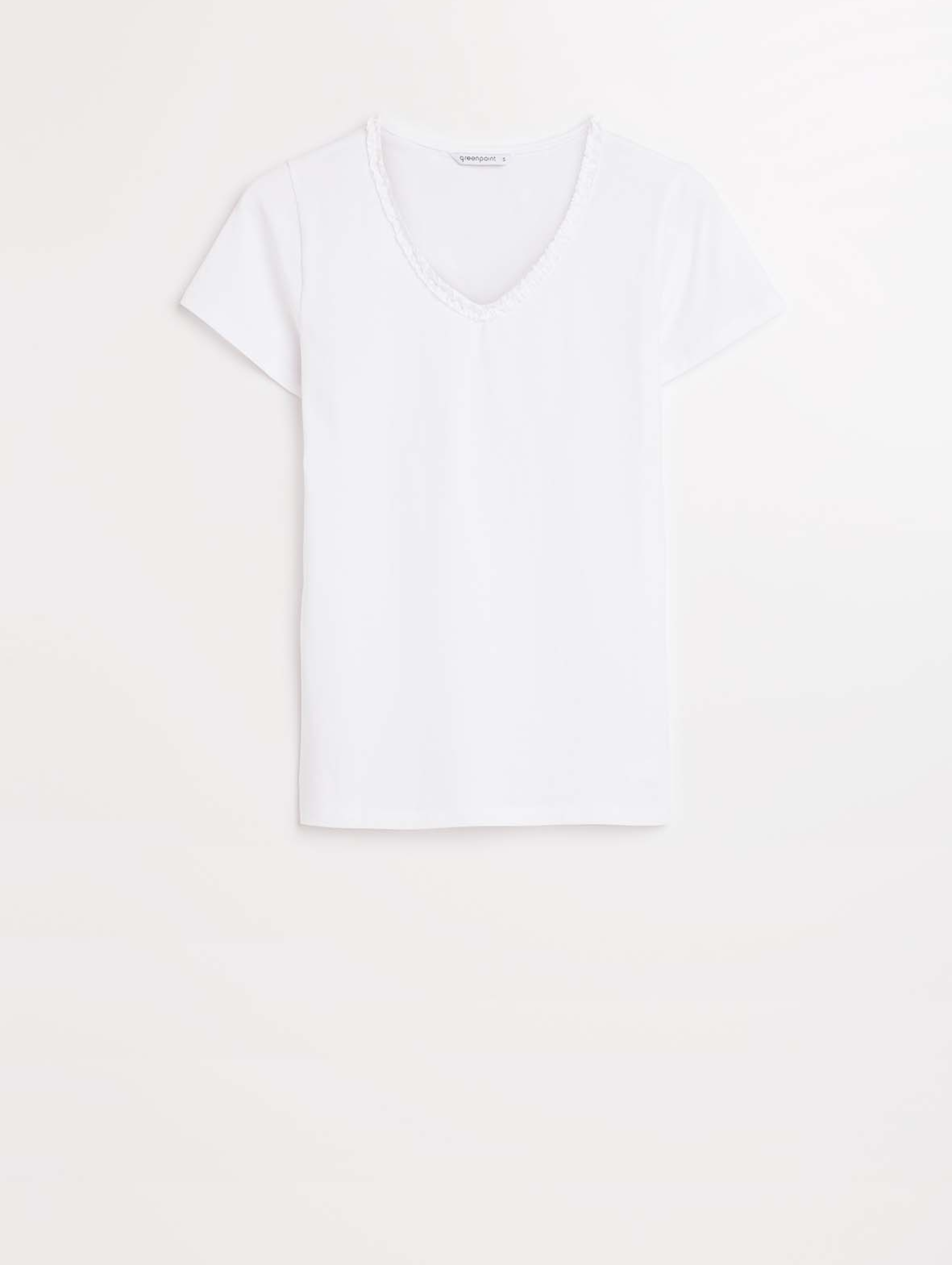 Damska koszulka basic biała z dekoltem w serek