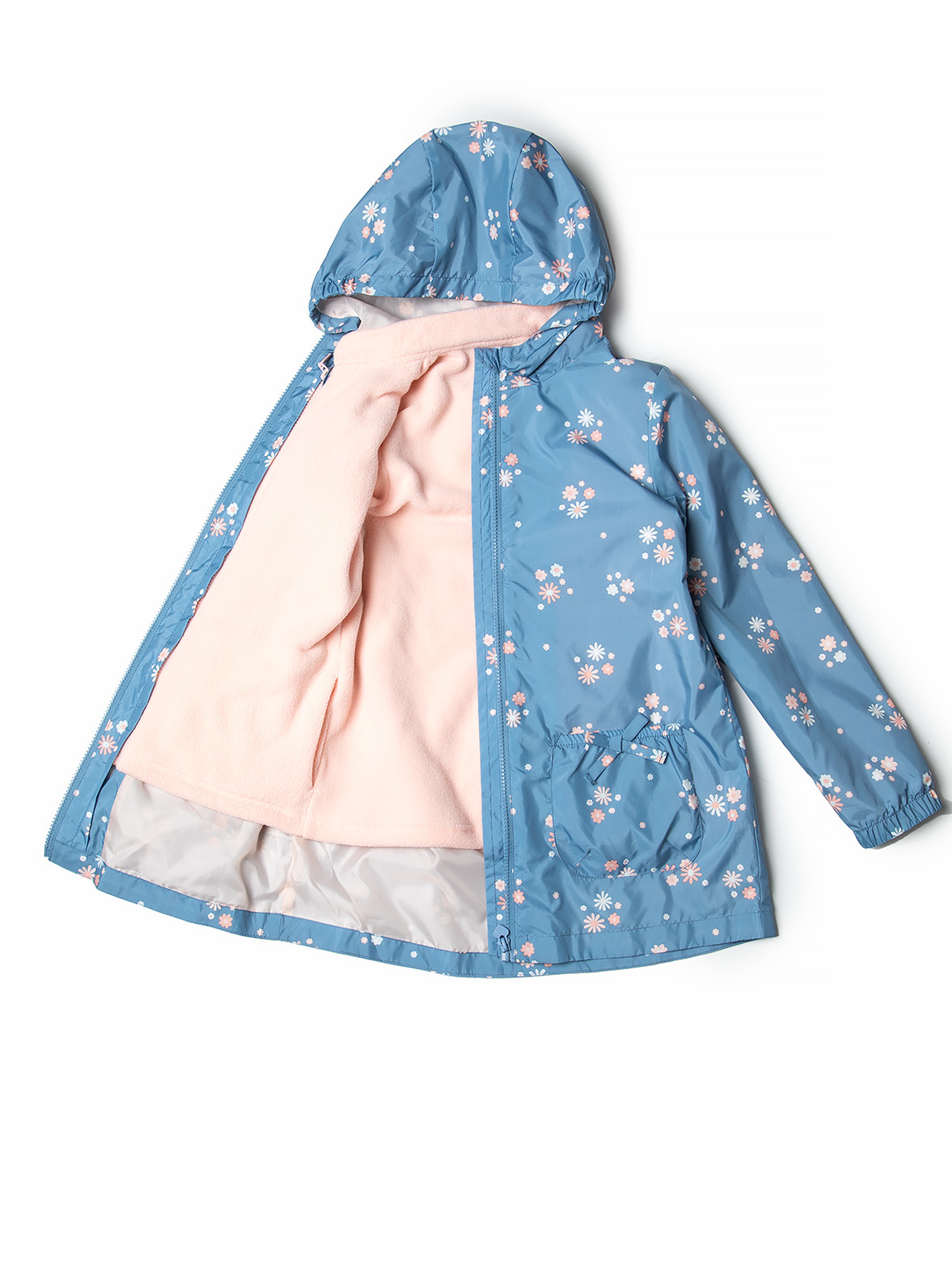 Niebieska kurtka dla dziewczynki 3w1 w drobne kwiaty