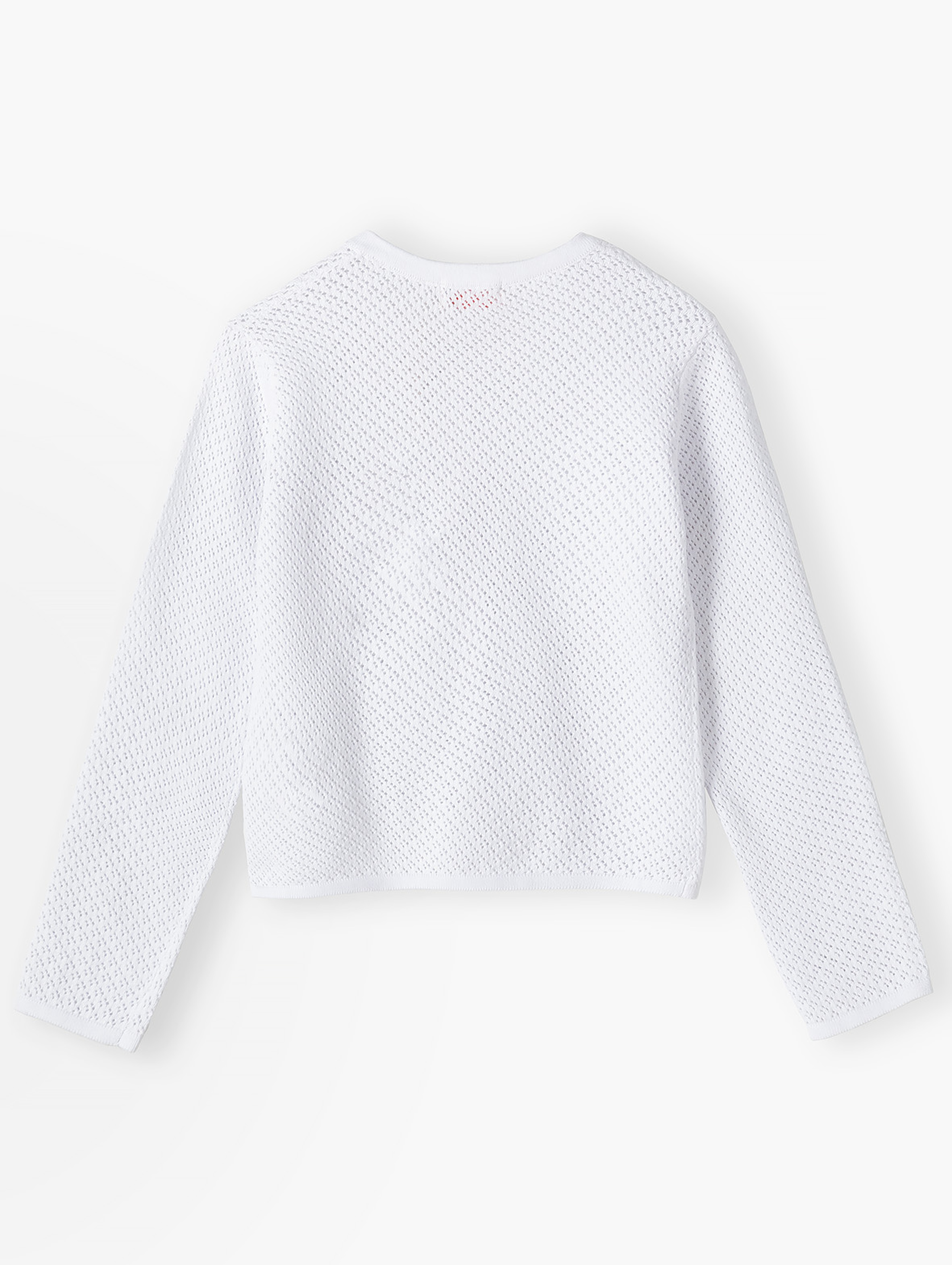 Biały ażurowy sweter dla dziewczynki