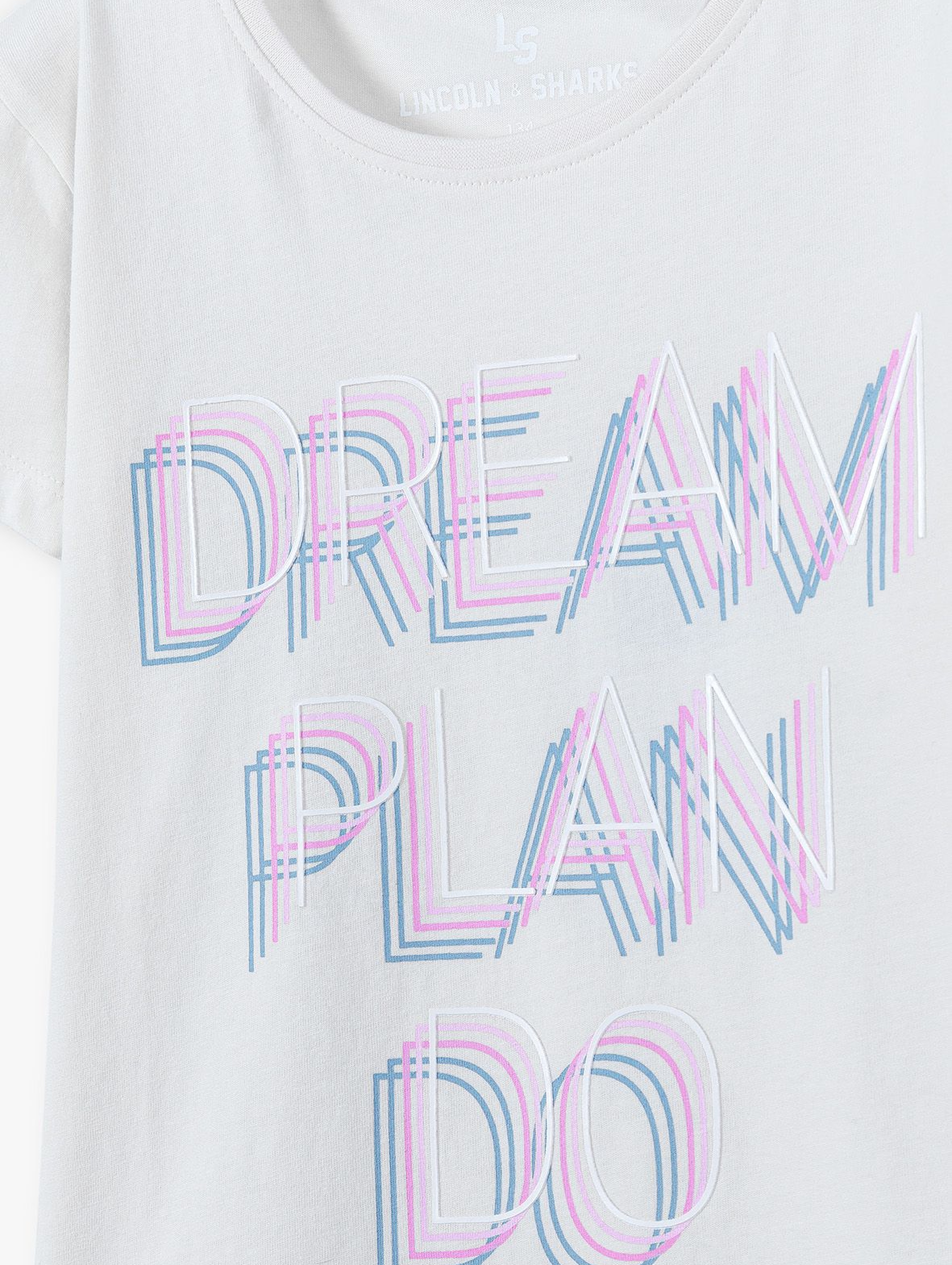 Bawełniany t-shirt dziewczęcy z napisem - DREAM PLAN DO