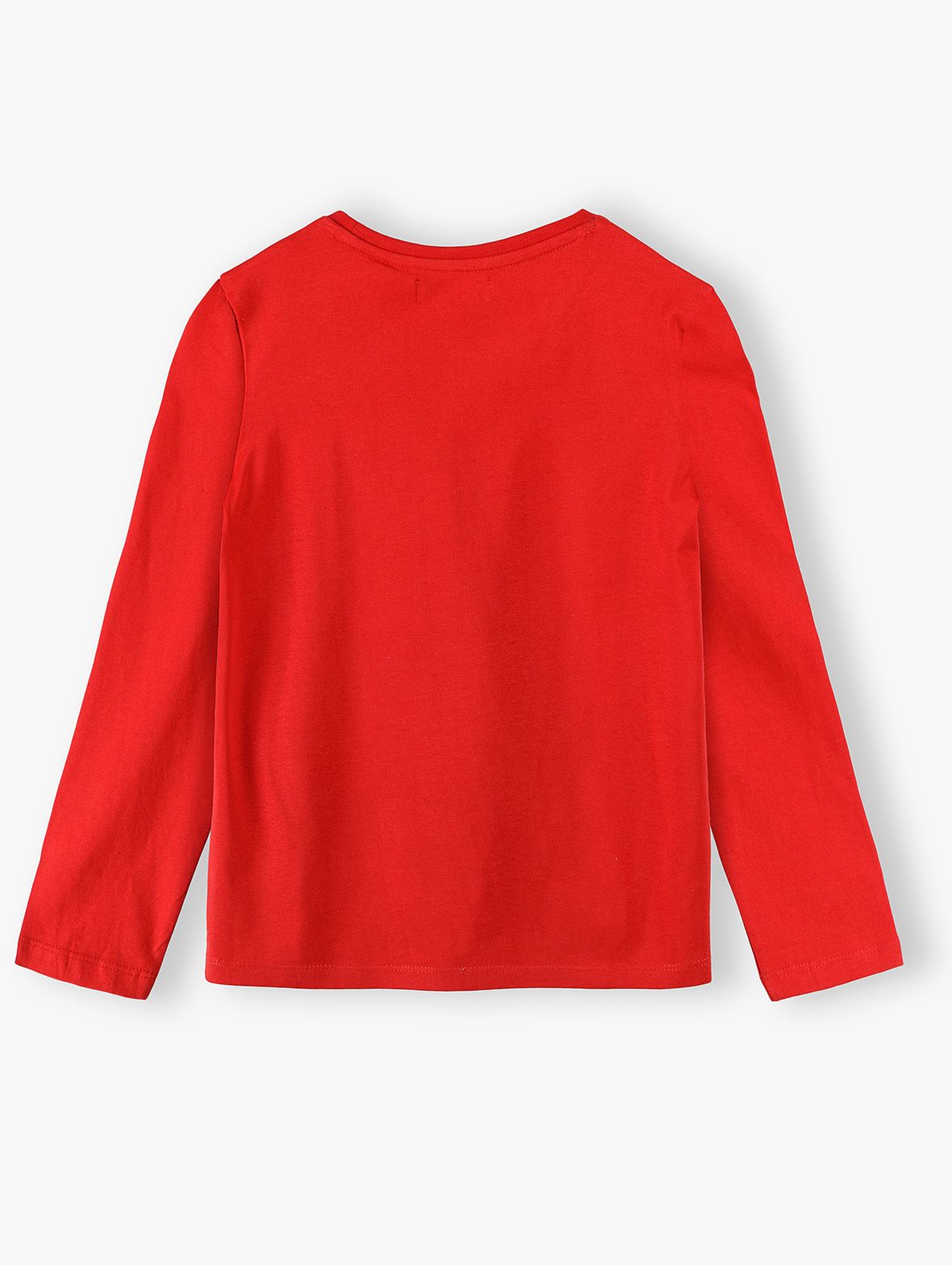 Bawełniana czerwona bluzka dziewczęca z motywem świątecznym