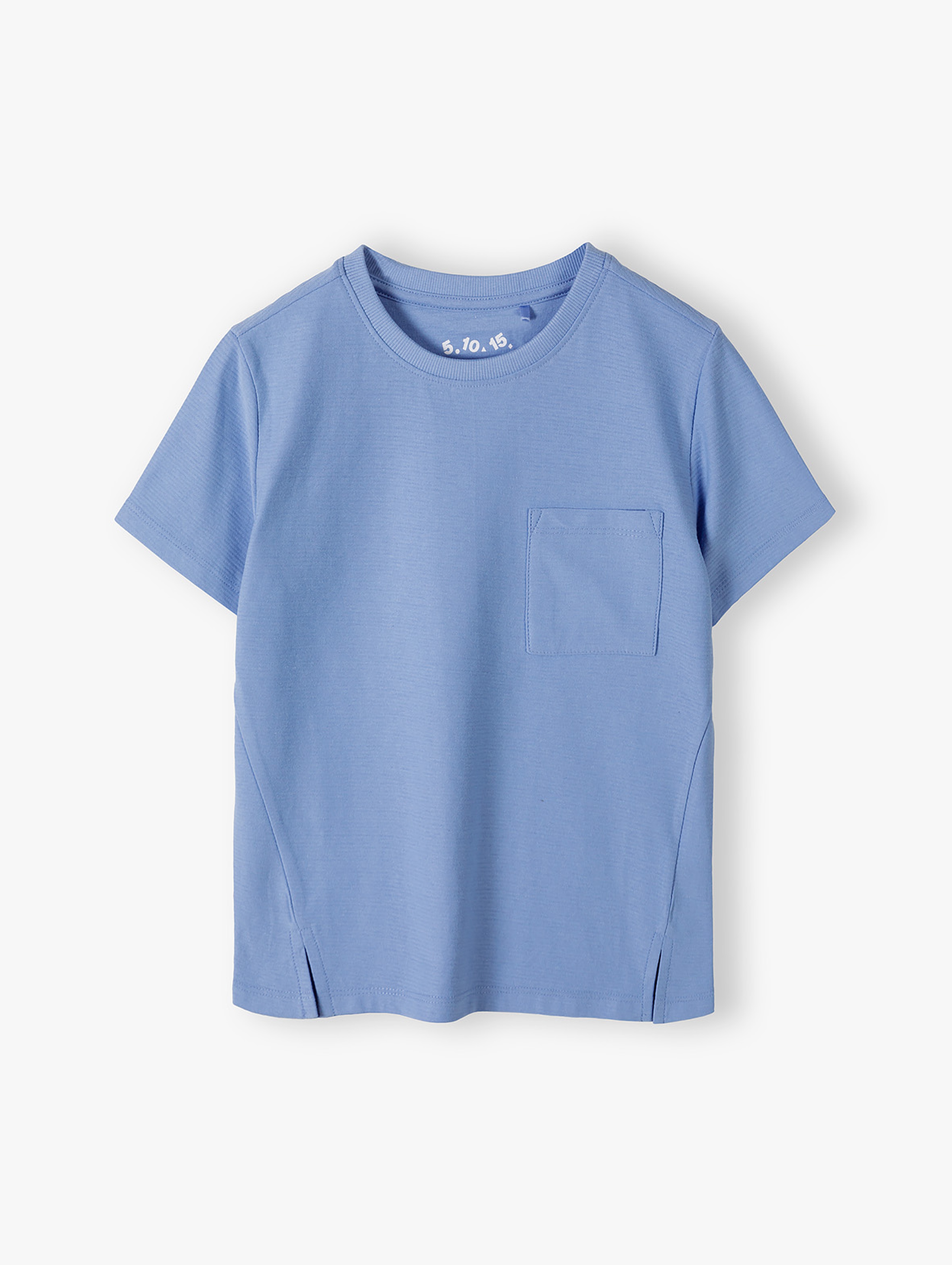 Dzianinowy t-shirt z kieszonką - niebieski - 5.10.15.