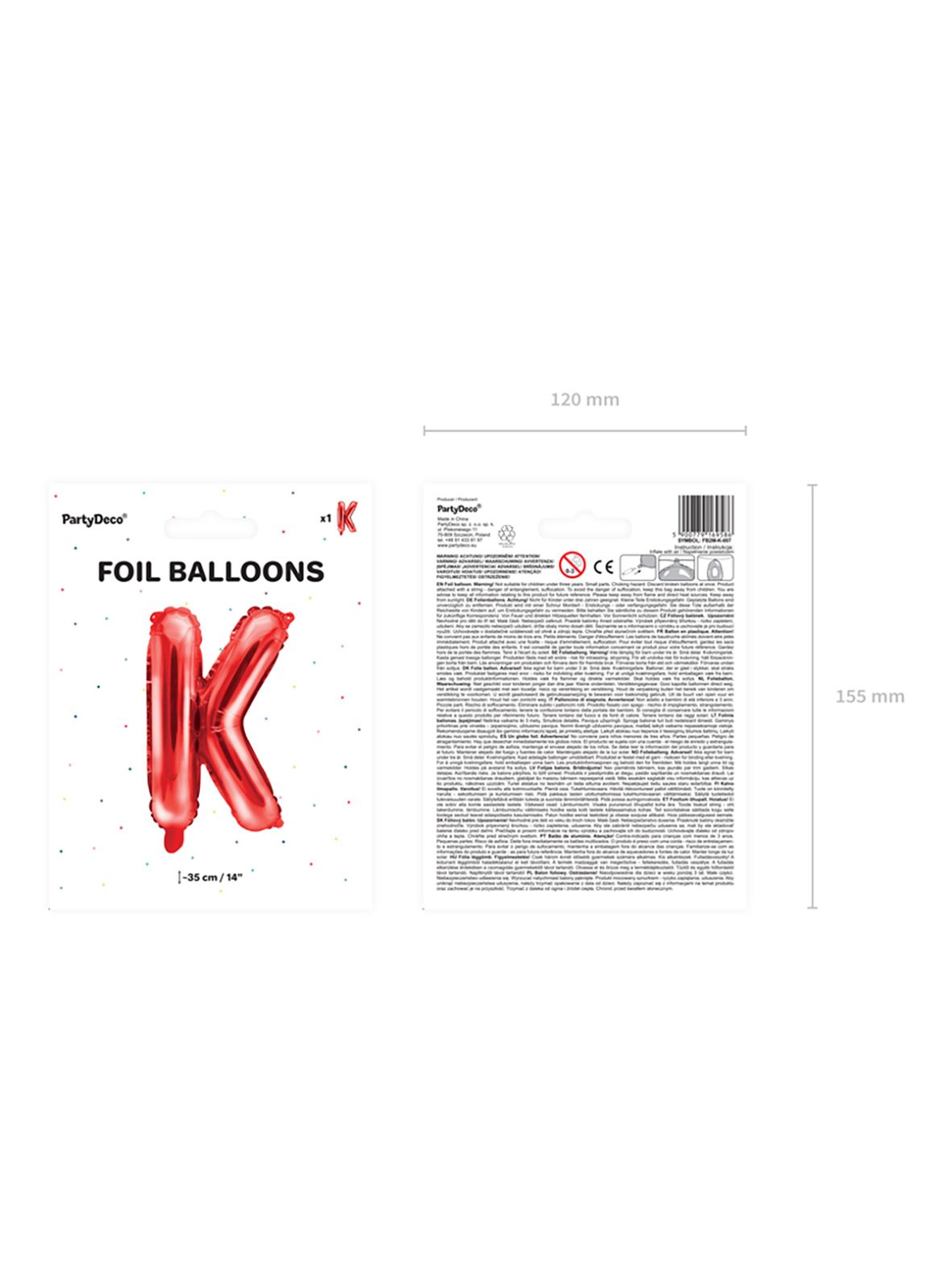 Balon foliowy Litera ''K''  35cm-  czerwony