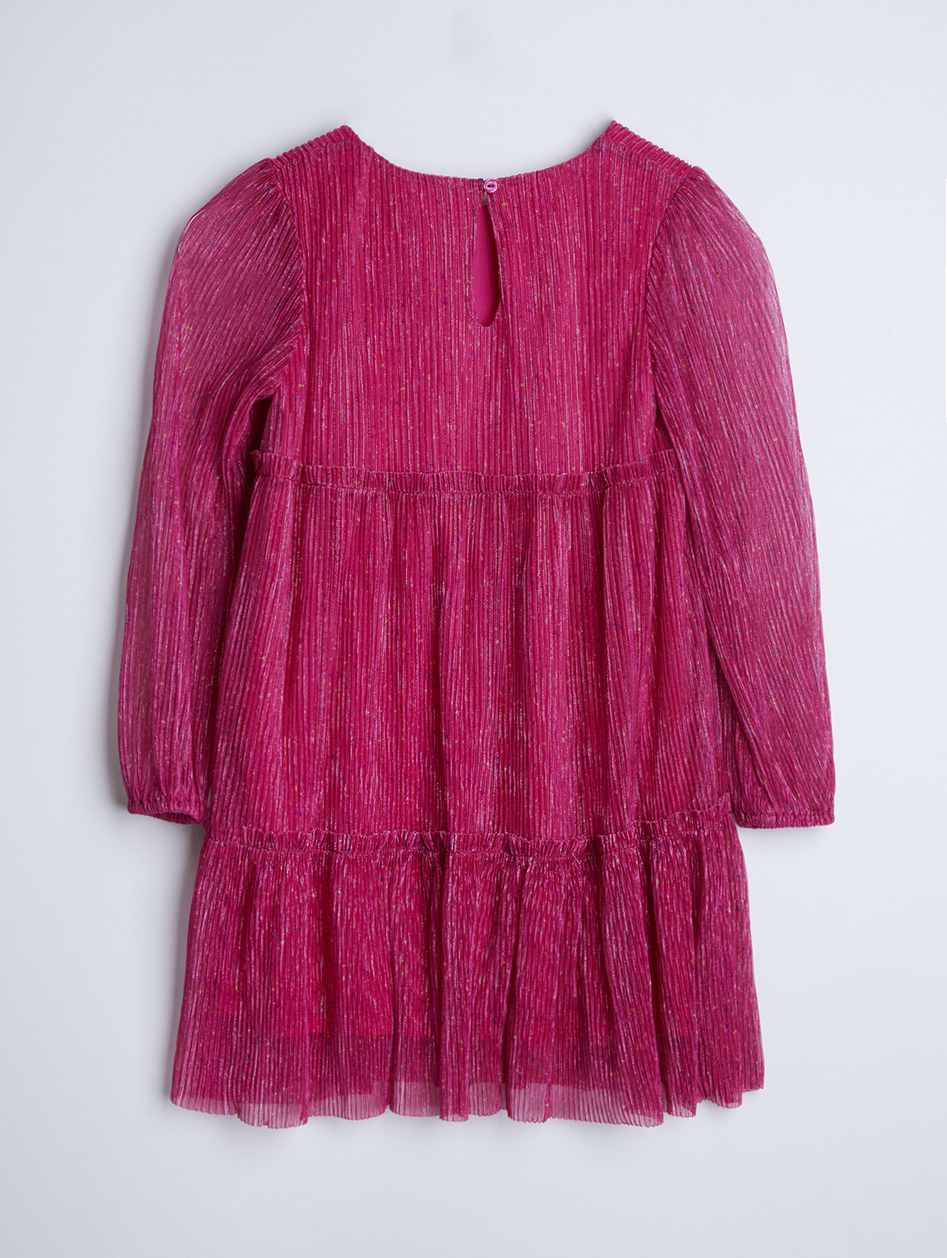 Szyfonowa, różowa sukienka z długim rękawem dla dziewczynki - Limited Edition