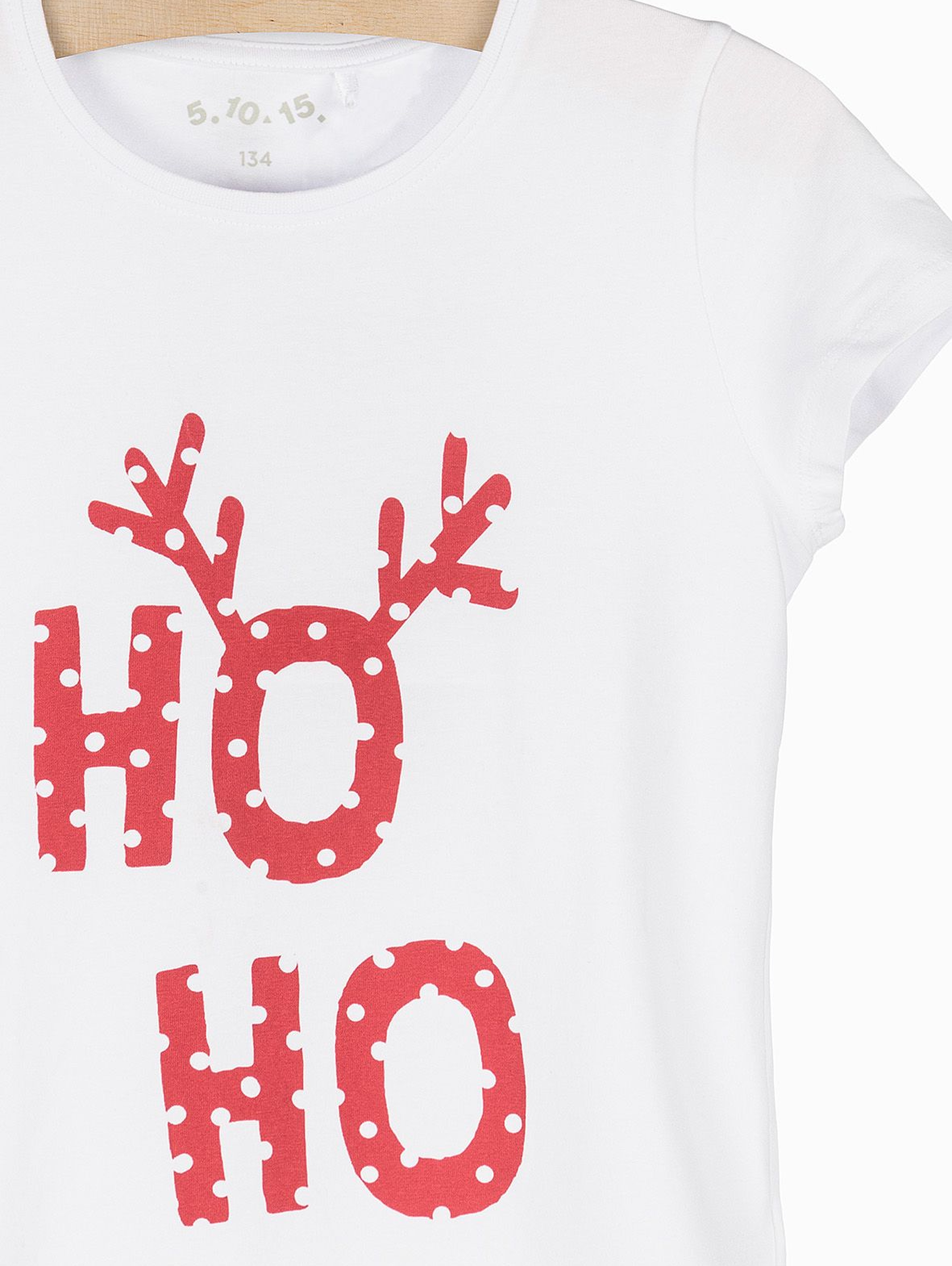 T-shirt dla dziewczynki-biały z motywem świąteczny