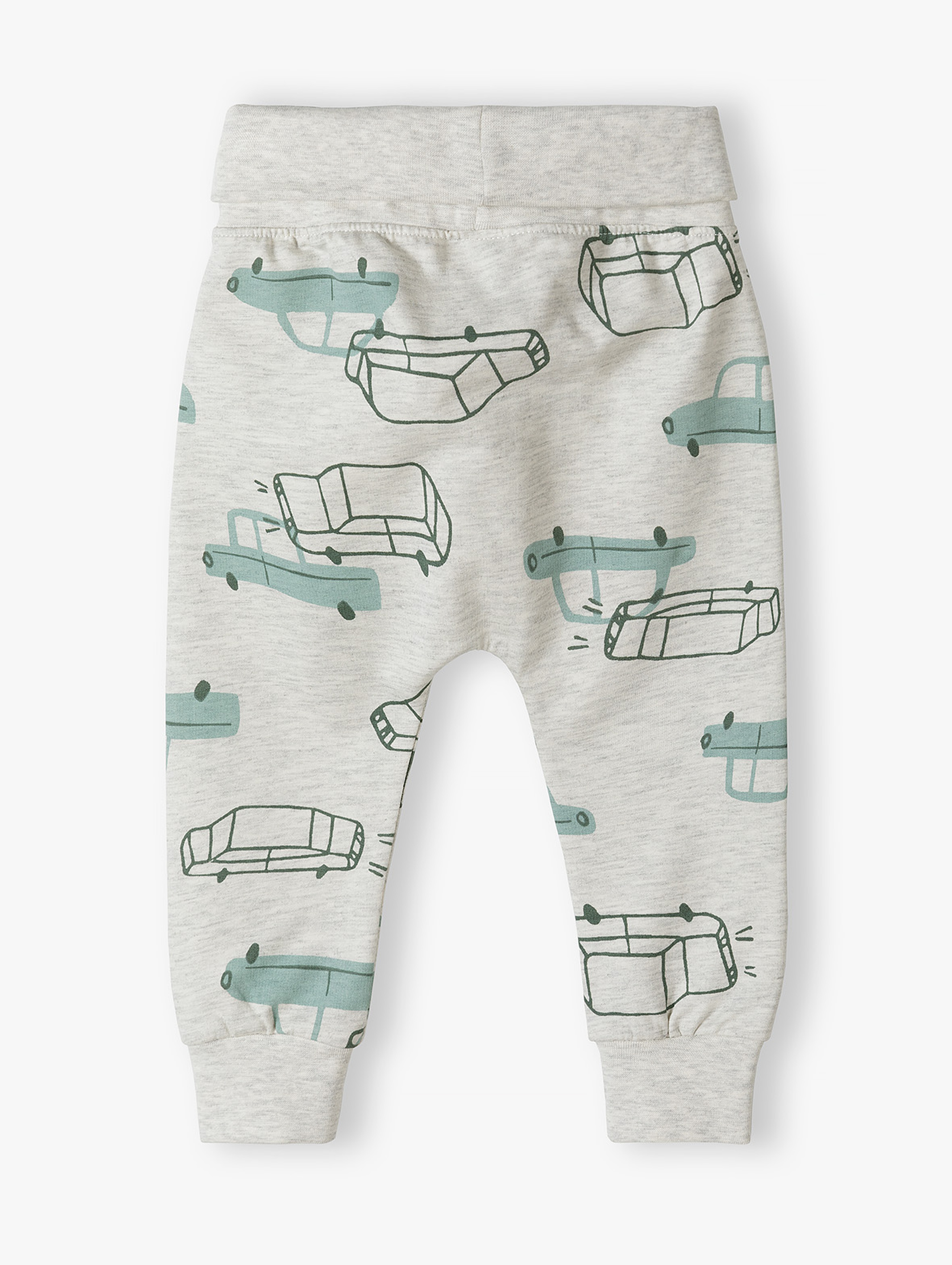 Dresowe spodnie niemowlęce - szare w samochody