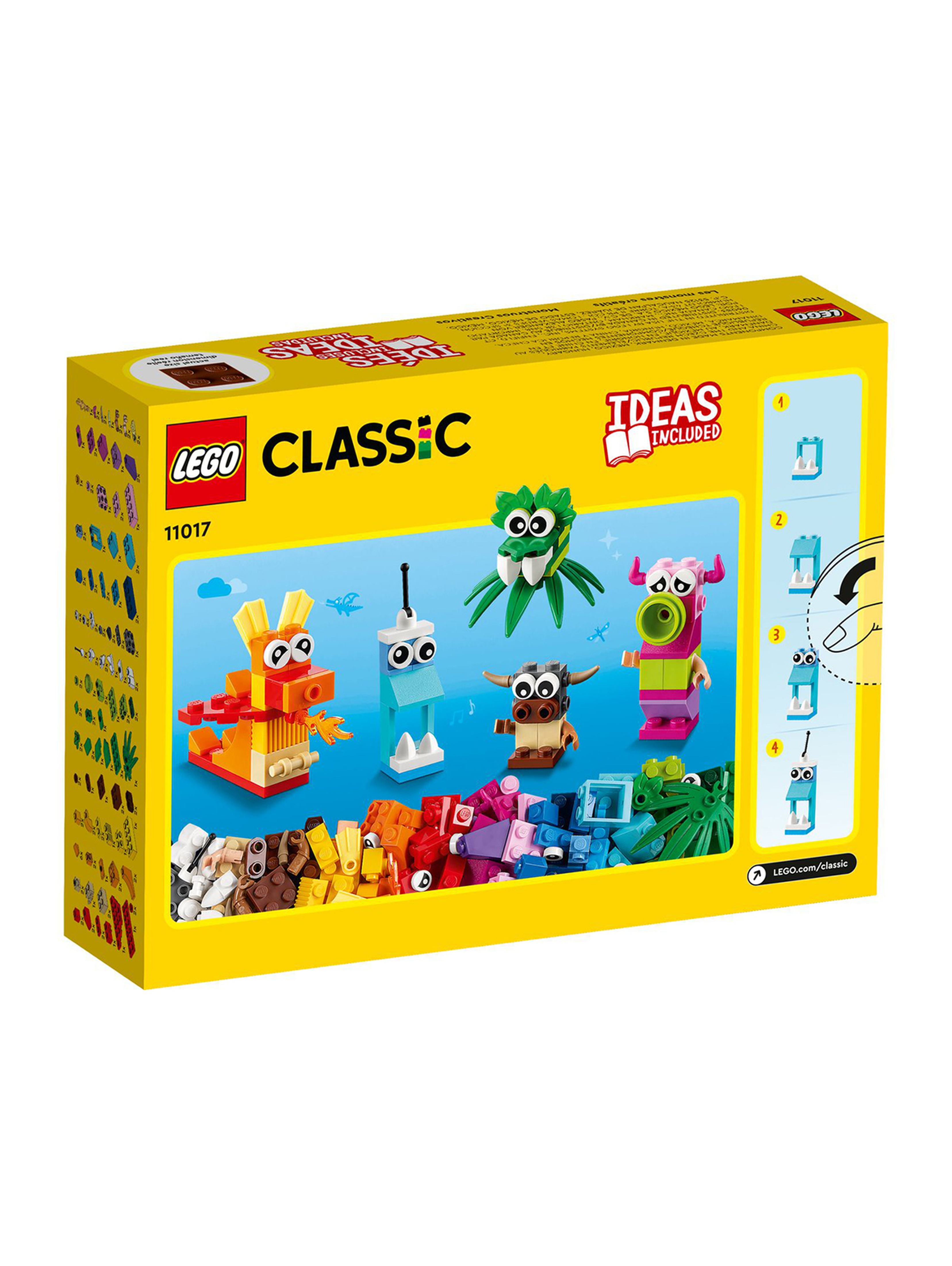 Klocki LEGO Classic 11017 Kreatywne potwory - 140 elementów, wiek 4 +