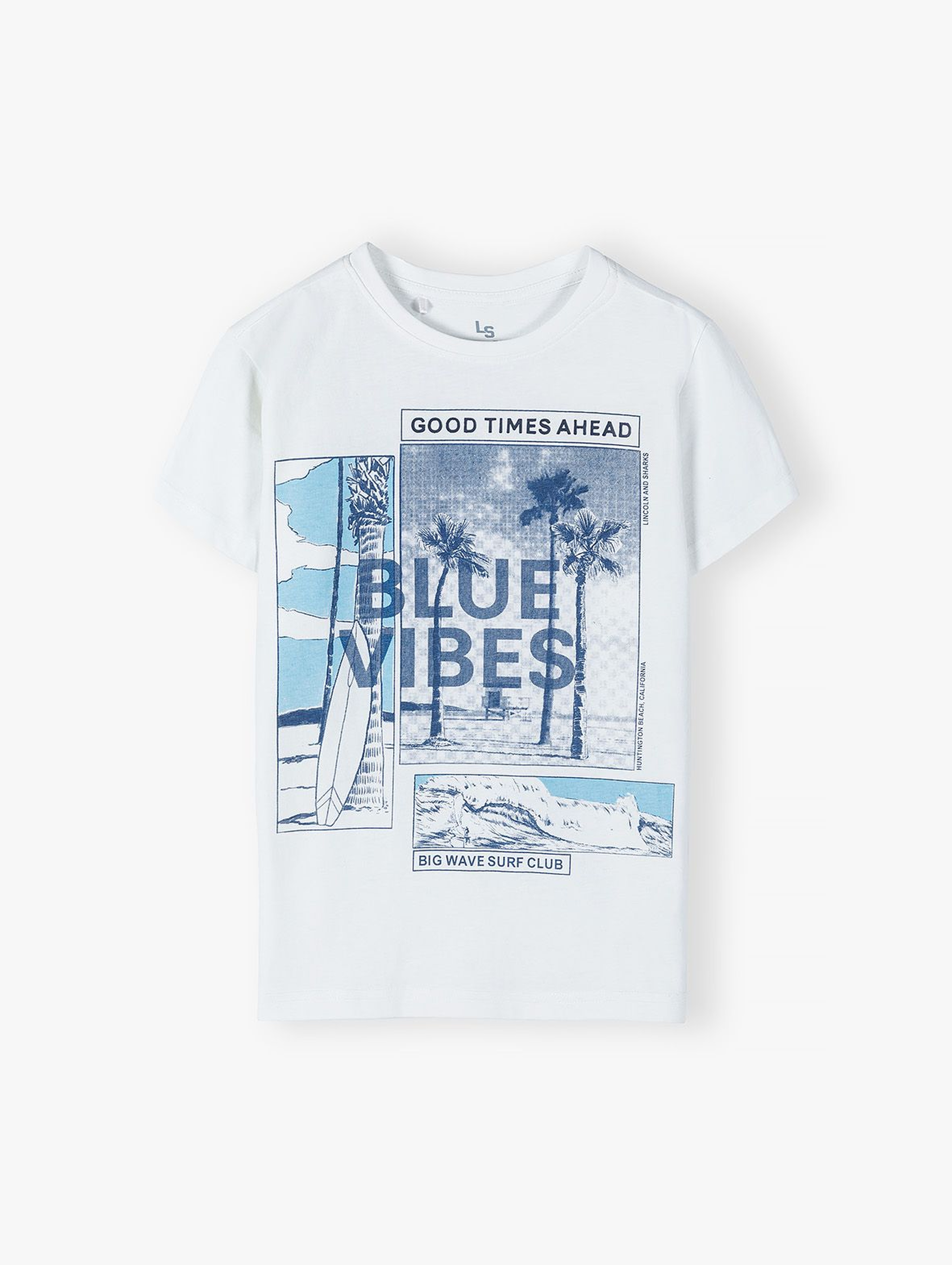 Bawełniany T-shirt dla chłopca z wakacyjnym nadrukiem