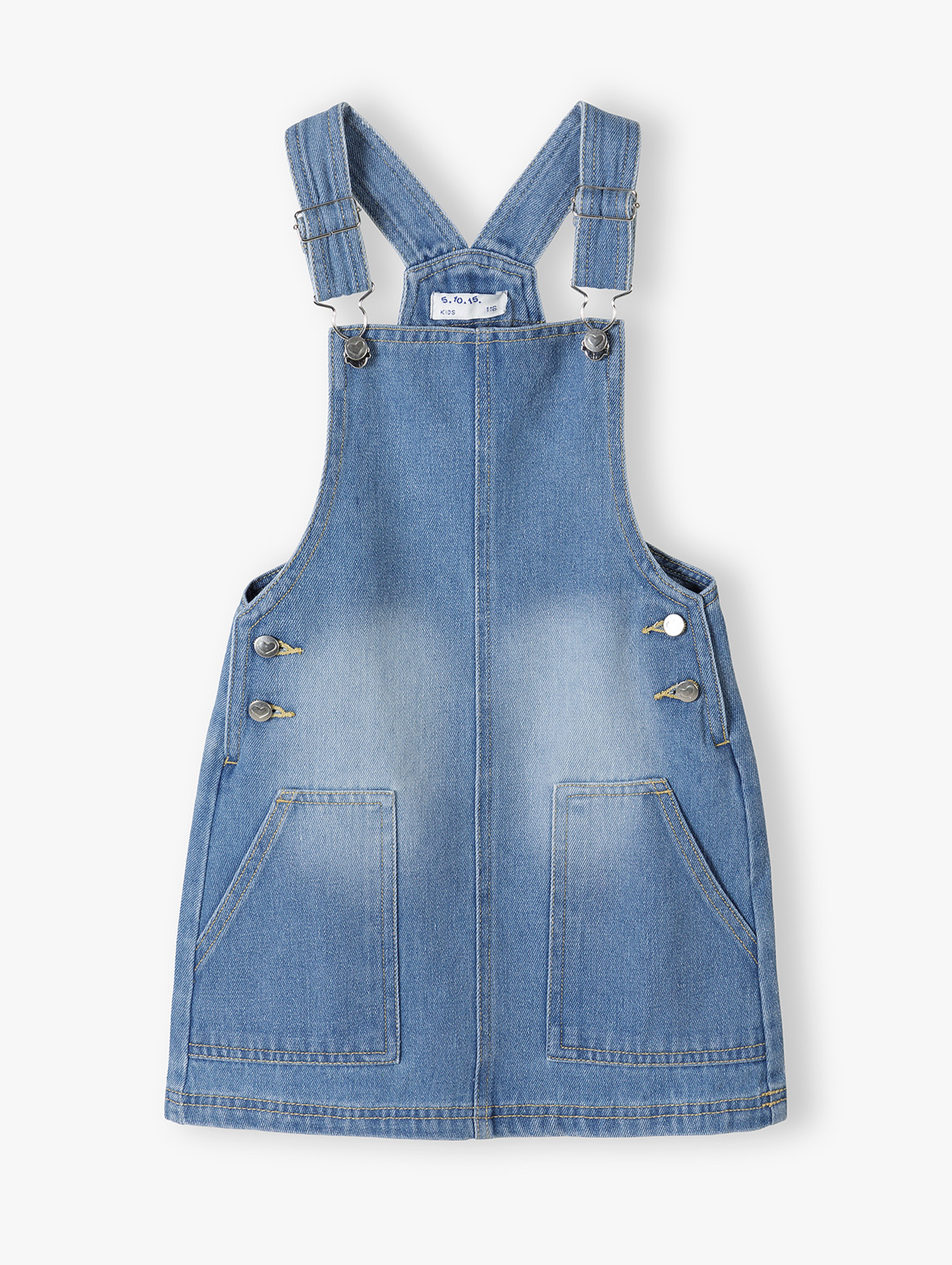 Jeansowa sukienka ogrodniczka dla dziewczynki - niebieska