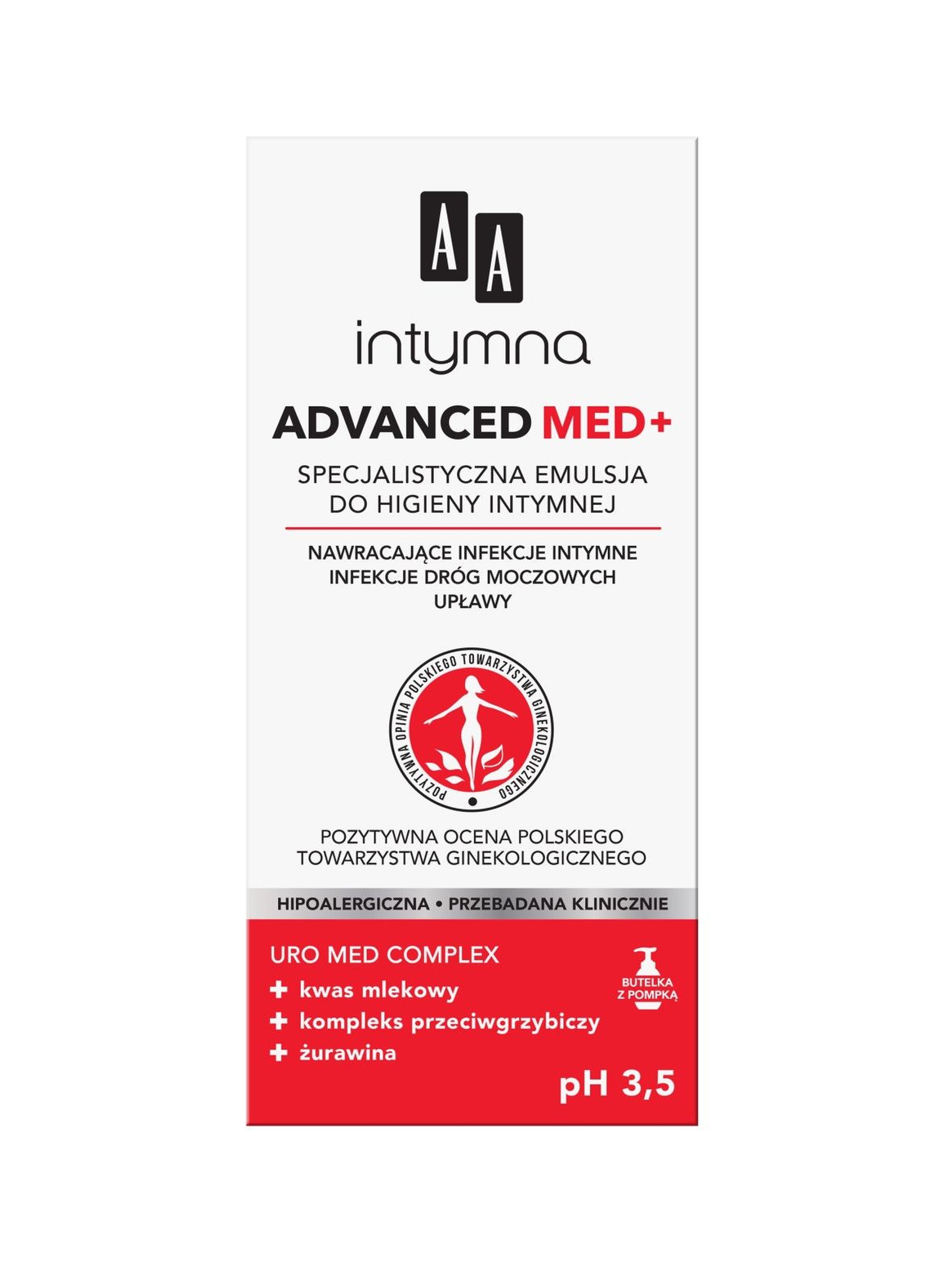 AA Intymna Advanced Med+ specjalistyczna emulsja do higieny intymnej Advanced pH 3,5 300 ml