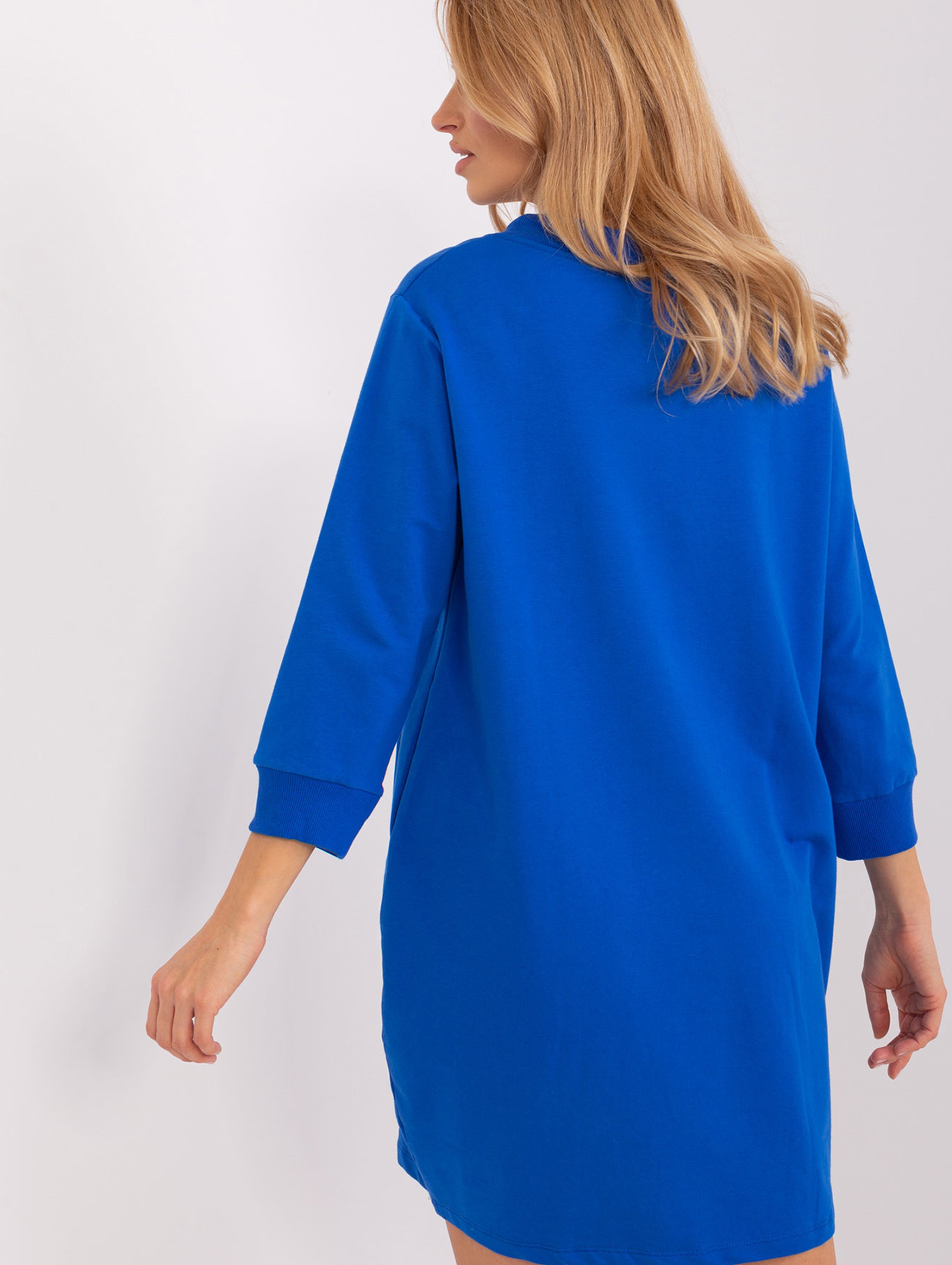 Luźna sukienka dresowa z kieszeniami kobaltowy