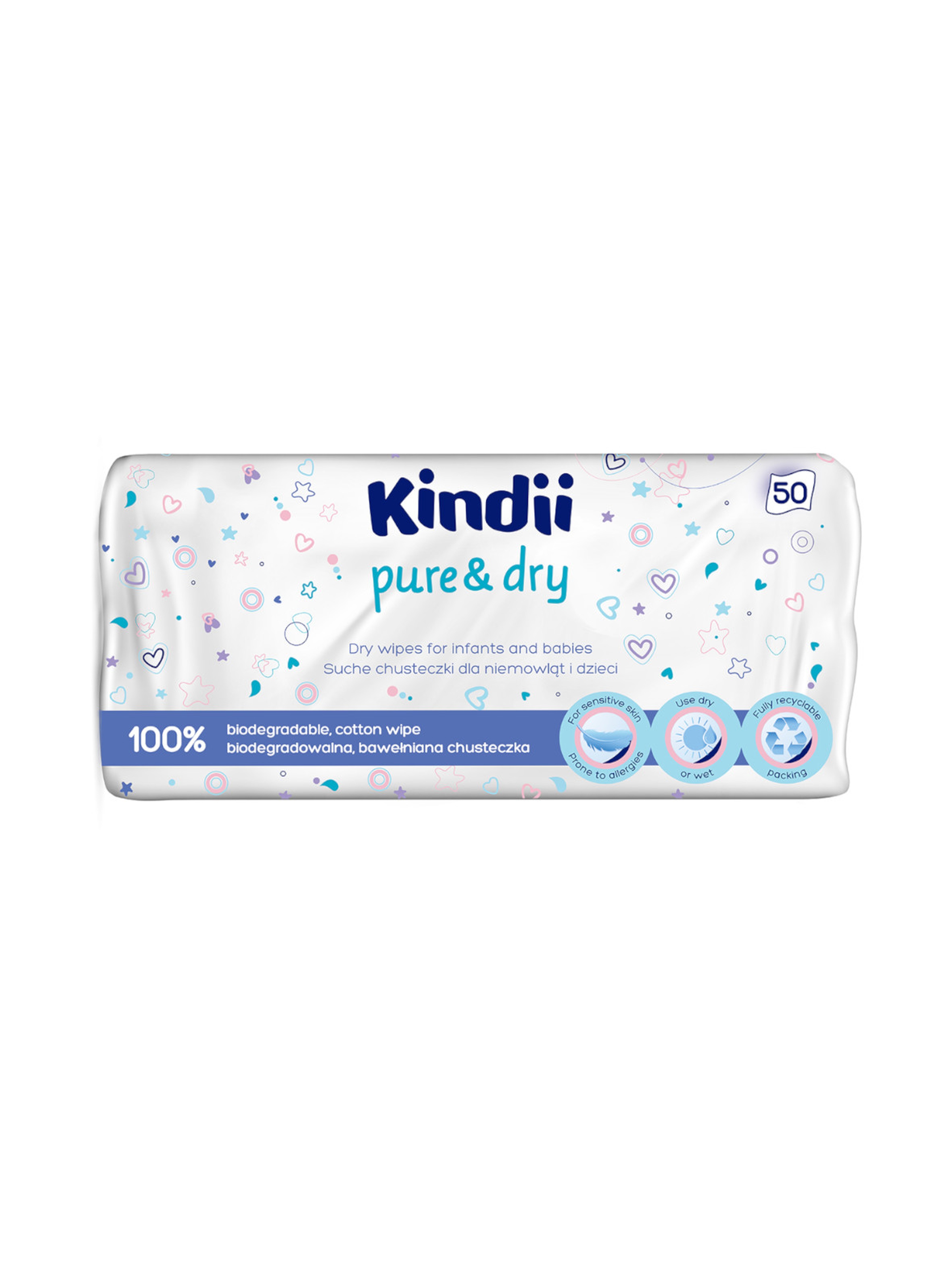 Suche chusteczki dla niemowląt i dzieci Kindii Pure & Dry 50 szt. (200x200)