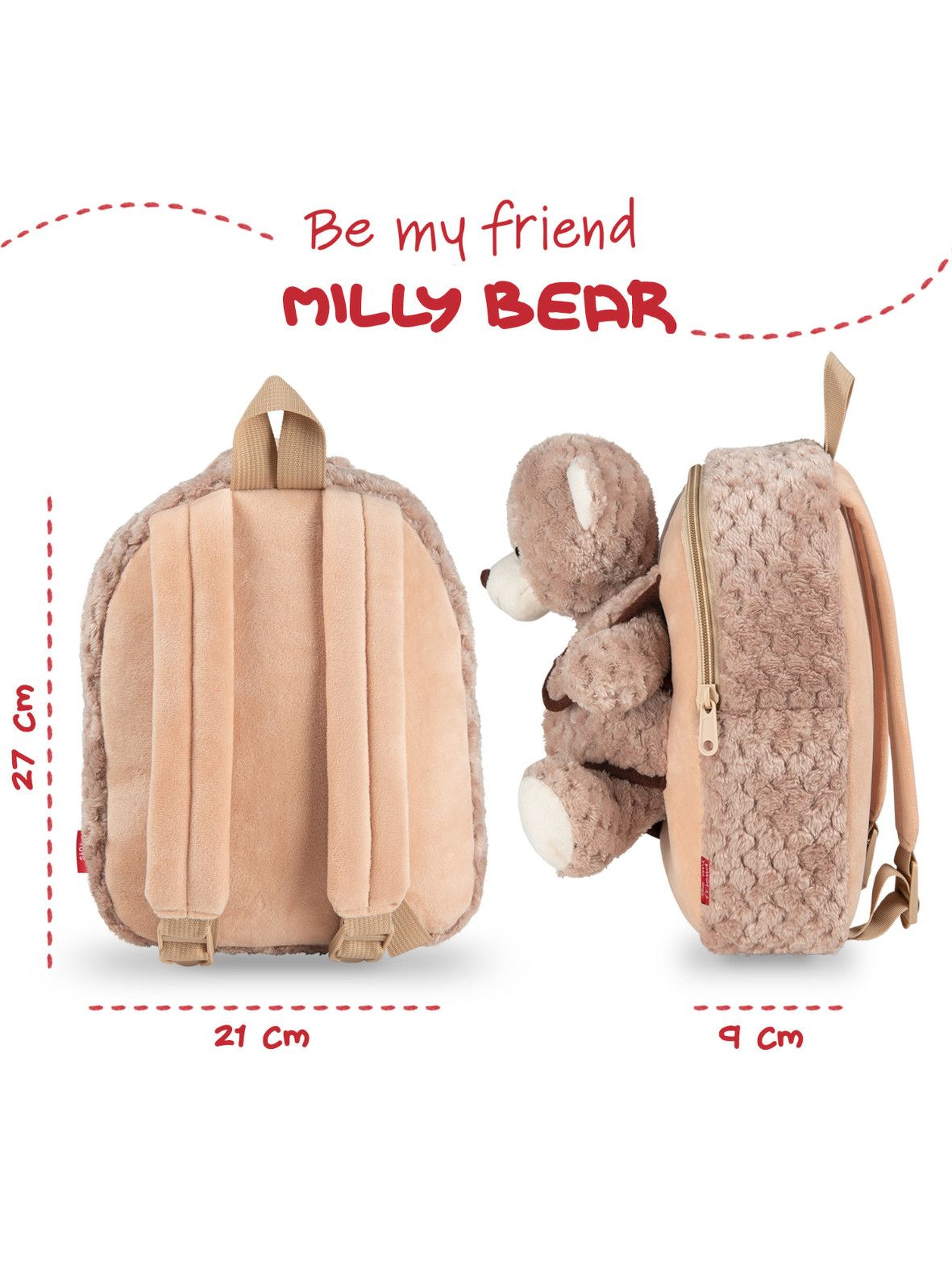 Plecak pluszowy z przytulanką -  Milly Bear wiek 2+