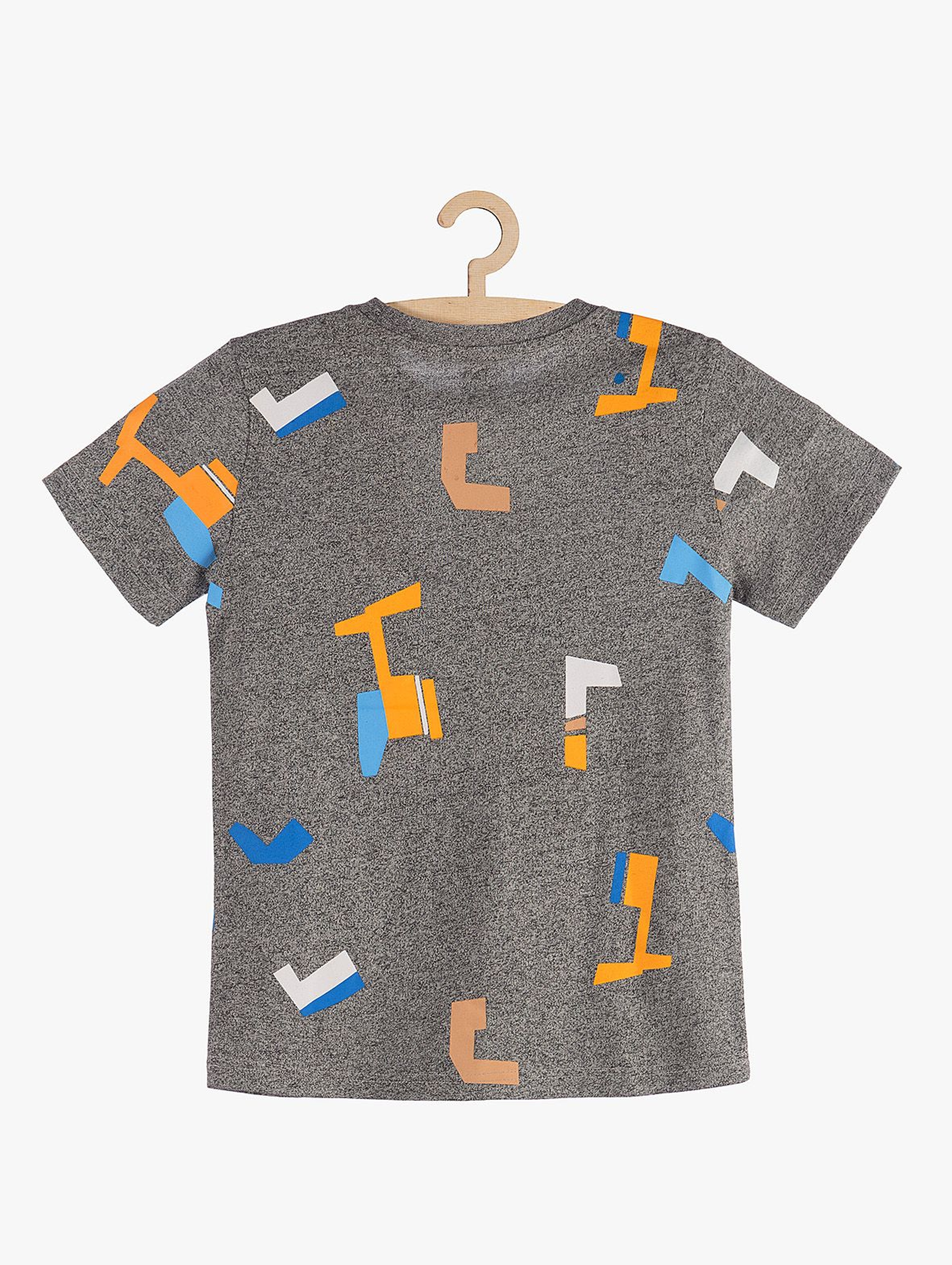 T-shirt chłopięcy szary w geometryczne wzory