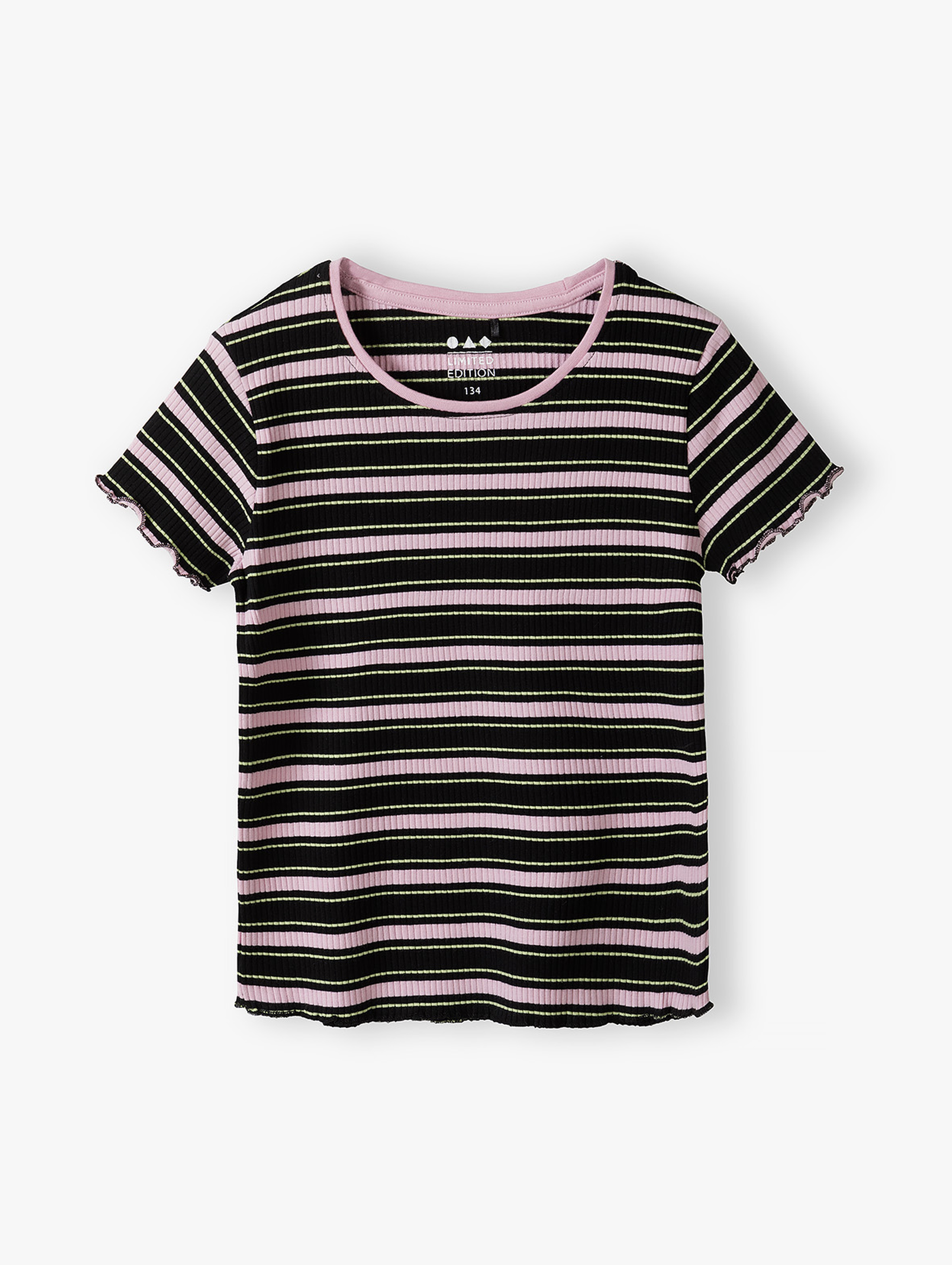 T-shirt dziewczęcy w prążki - Limited Edition