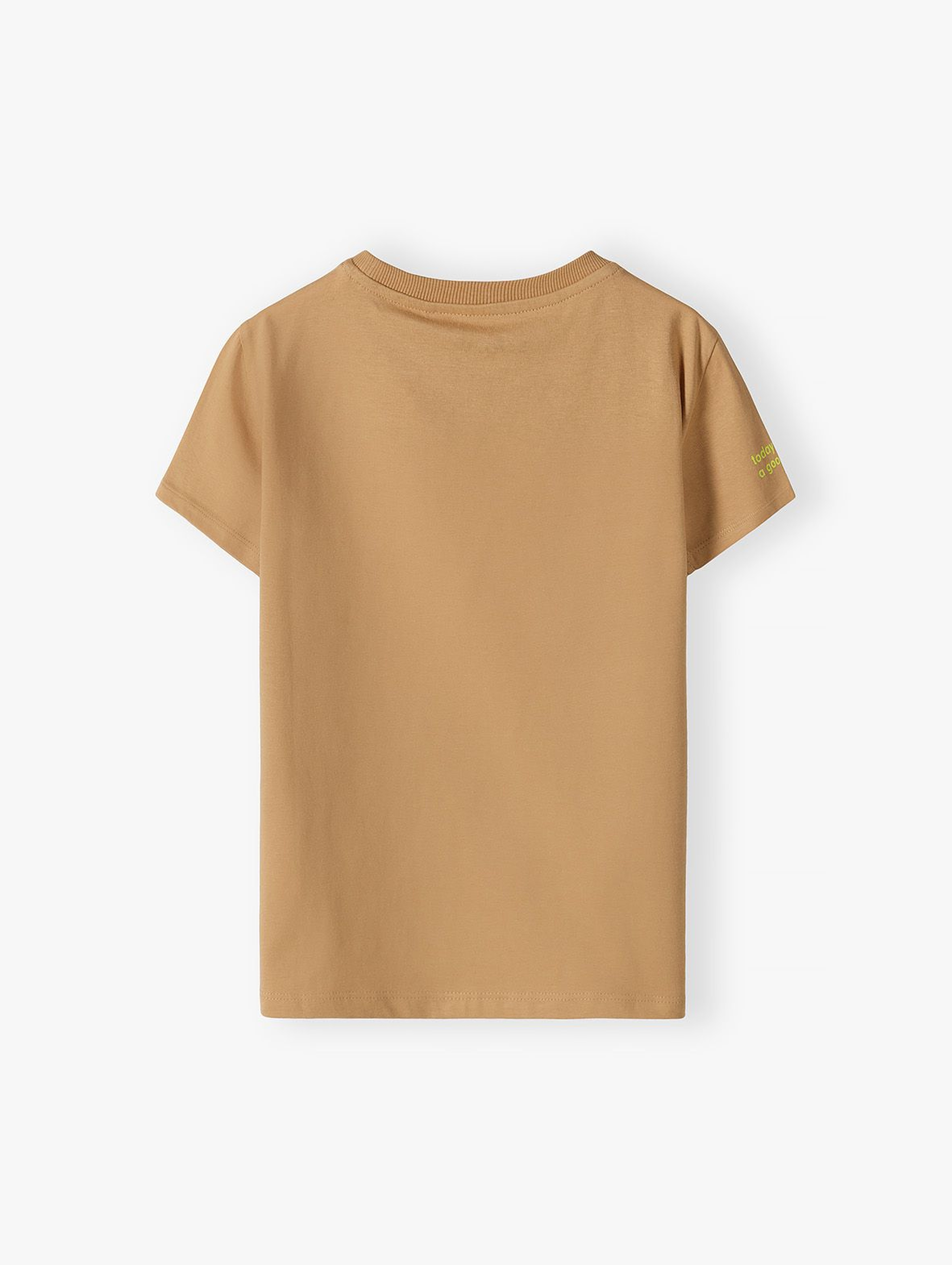 Beżowy t-shirt chłopięcy bawełniany- choose happiness