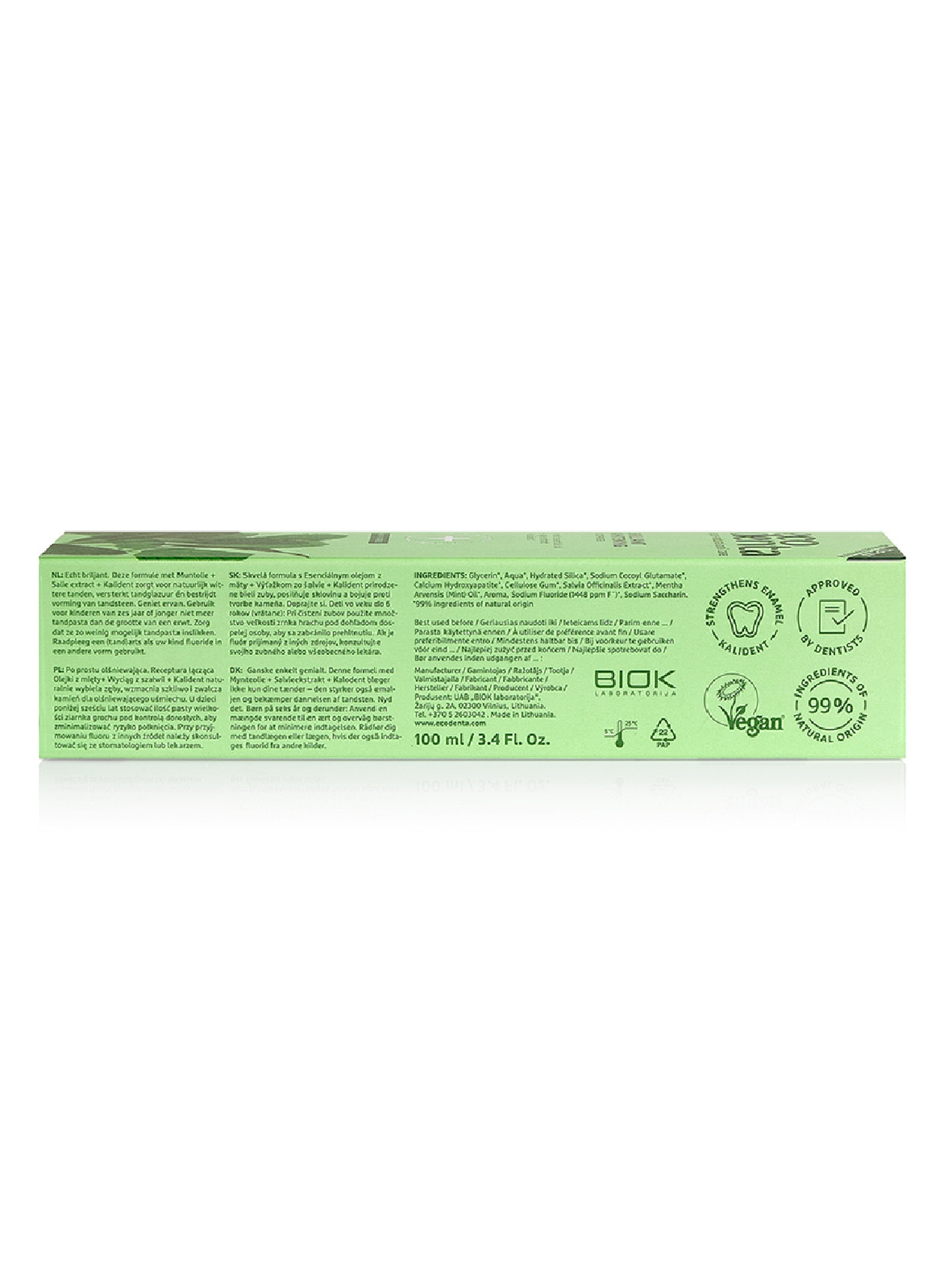 Ecodenta Green Line - Wybielająca pasta do zębów z olejkiem miętowym i fluorem 100ml
