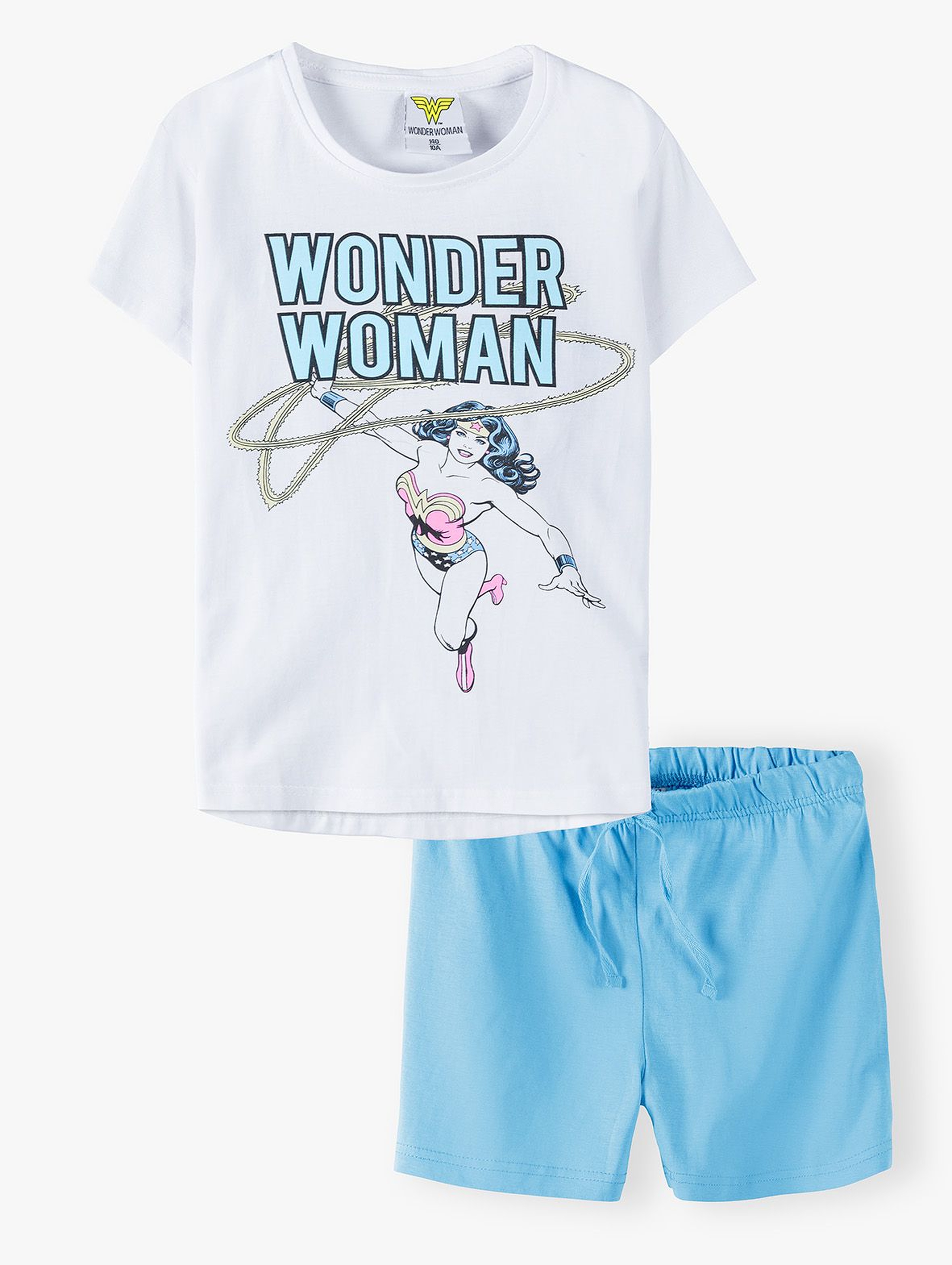 Bawełniana piżama dziewczęca Wonder Woman - T-shirt + spodenki