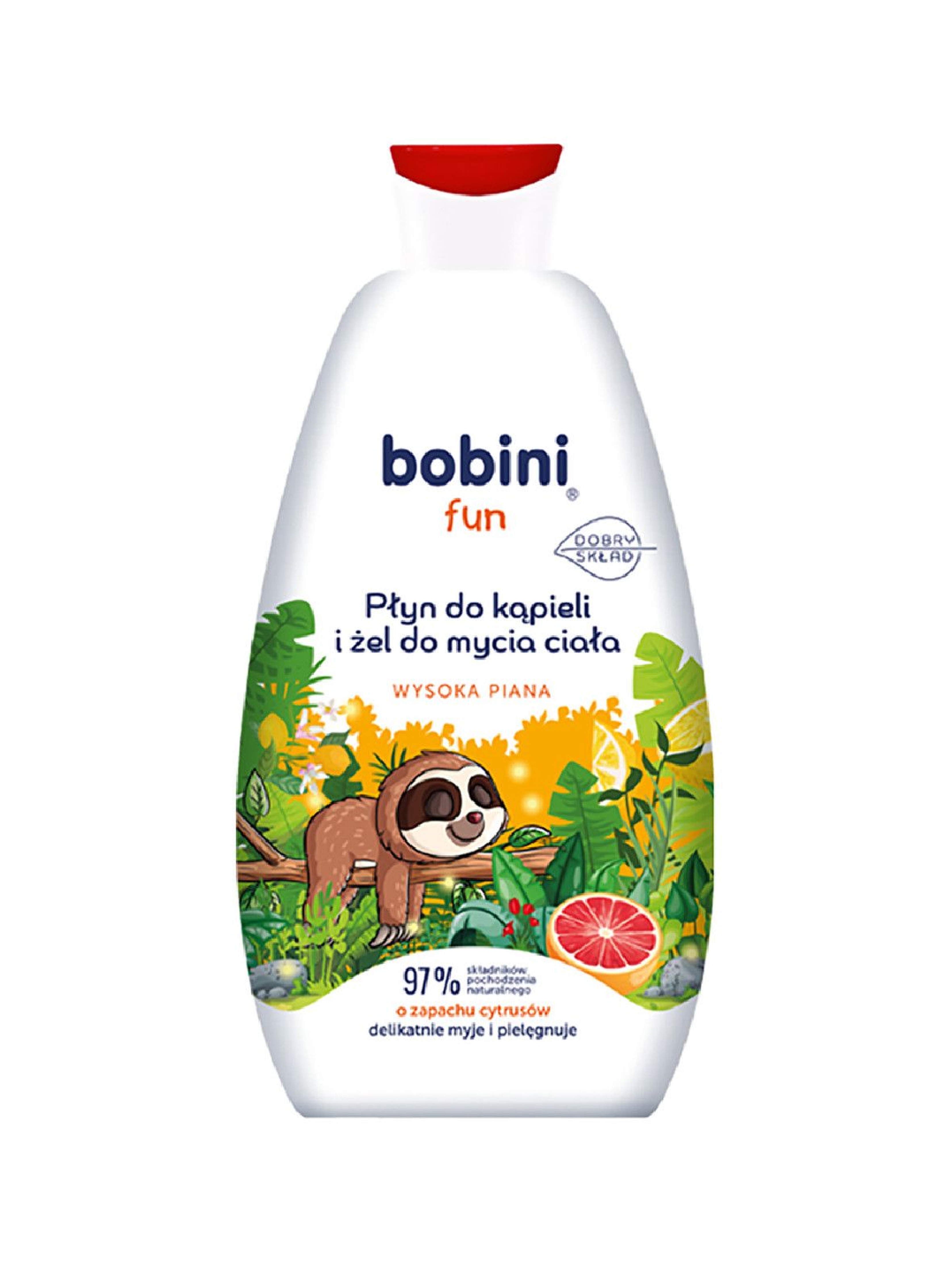 BOBINI Fun Płyn do kąpieli i żel do mycia - o zapachu cytrusów - Wysoka piana 500 ml