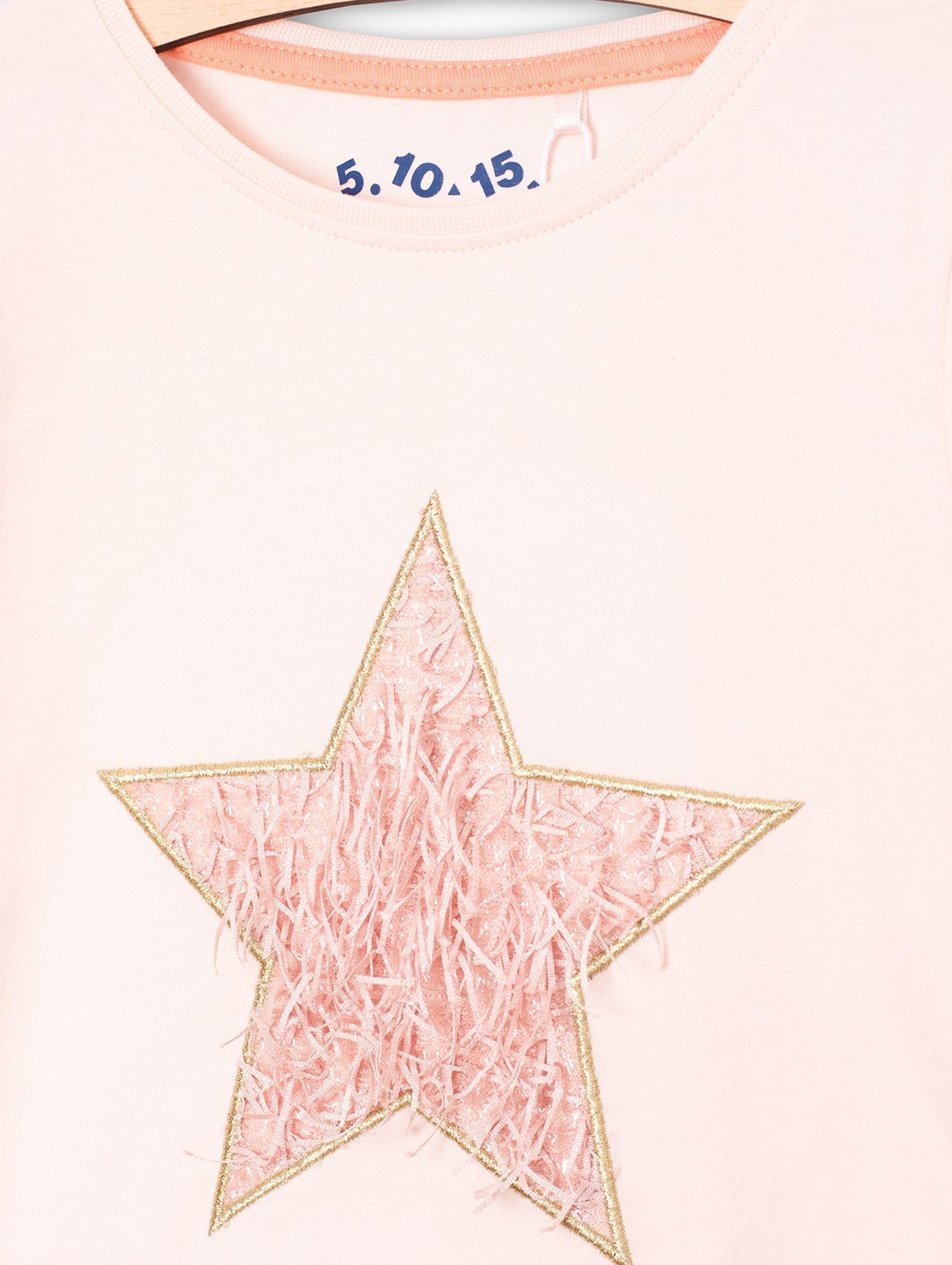 Bluzka z długim rękawem- różowa z gwiazdka