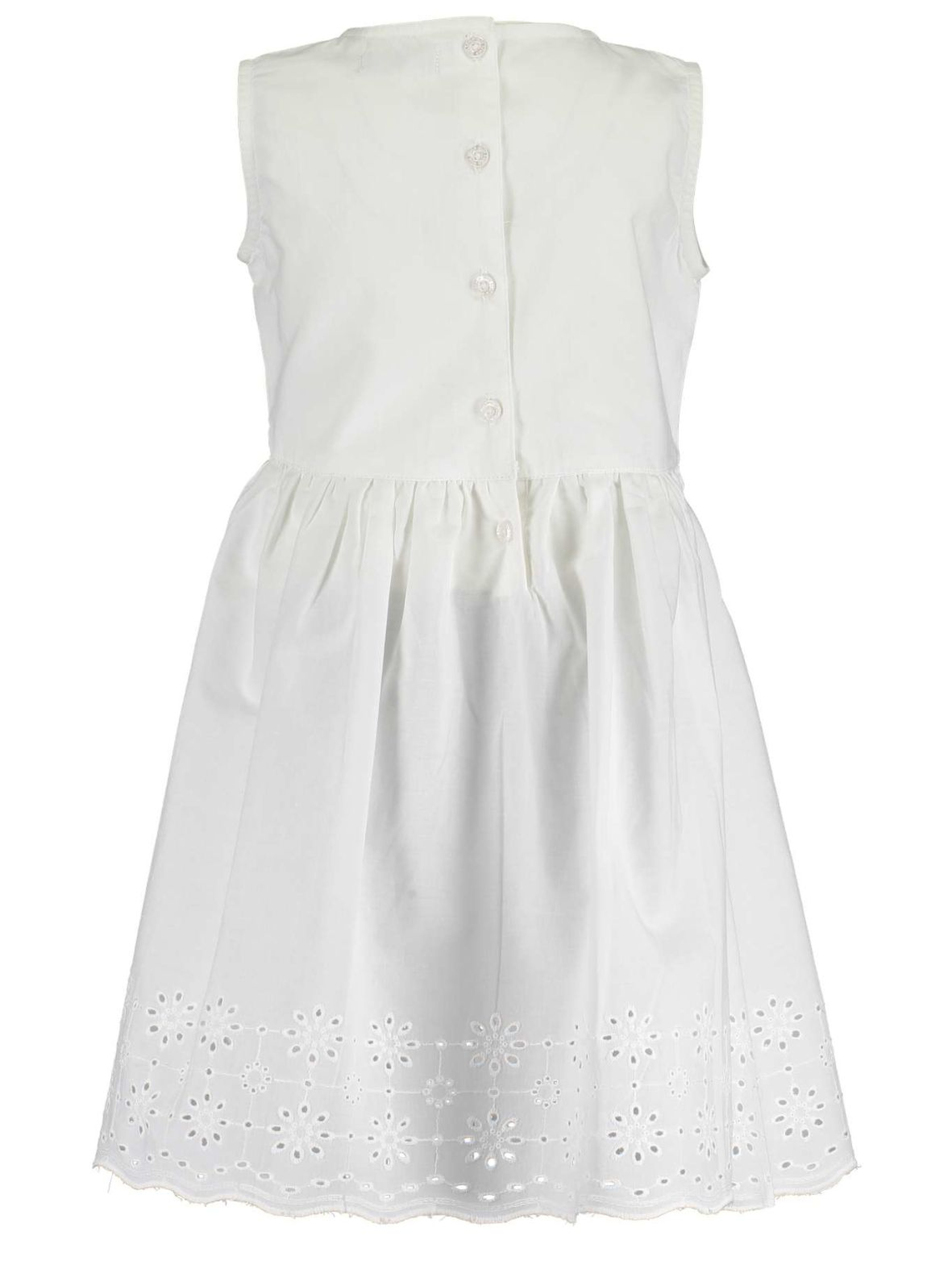Sukienka dziewczęca na lato - biała z haftowanym dołem