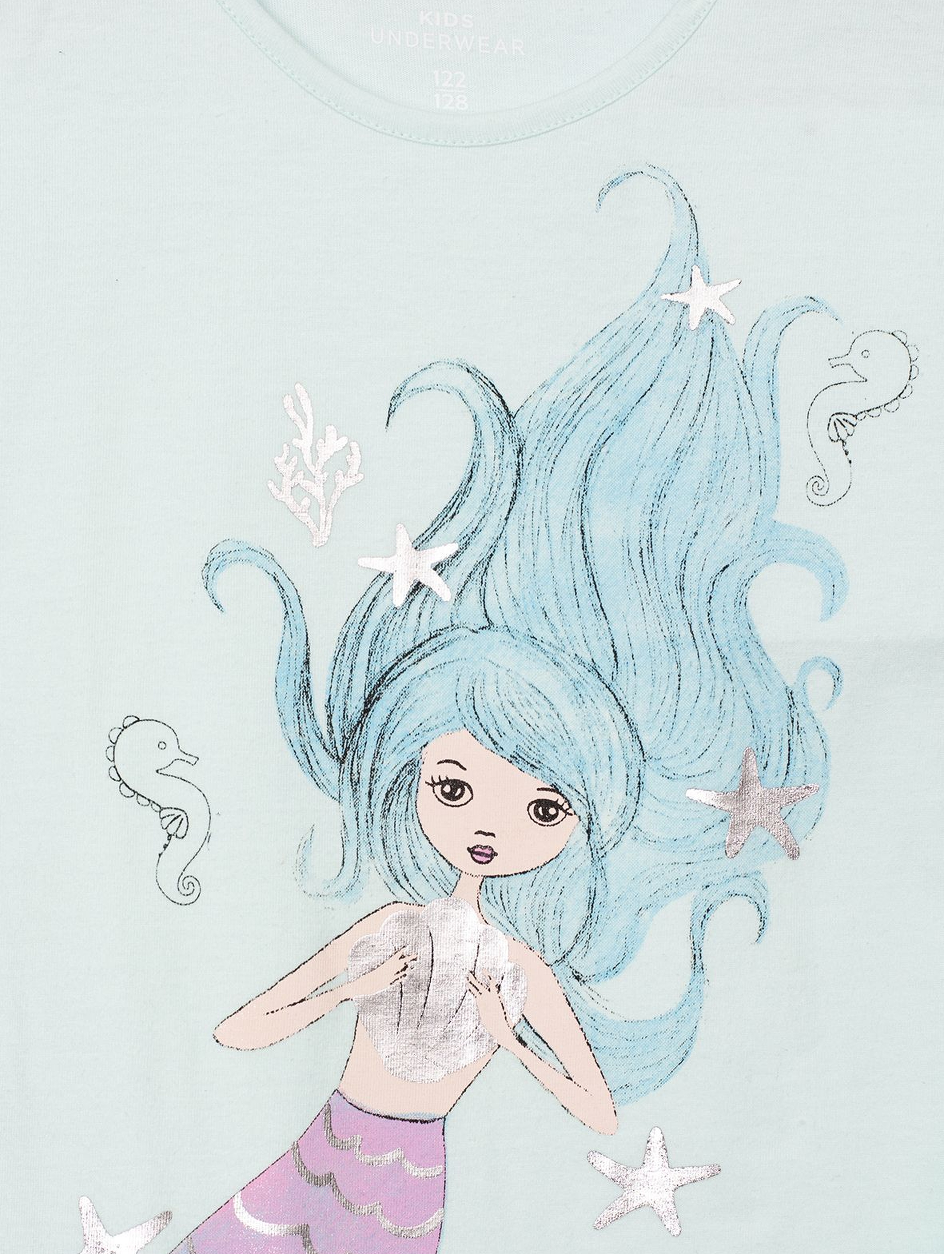 Pidżama dziewczęca niebieska z syrenką