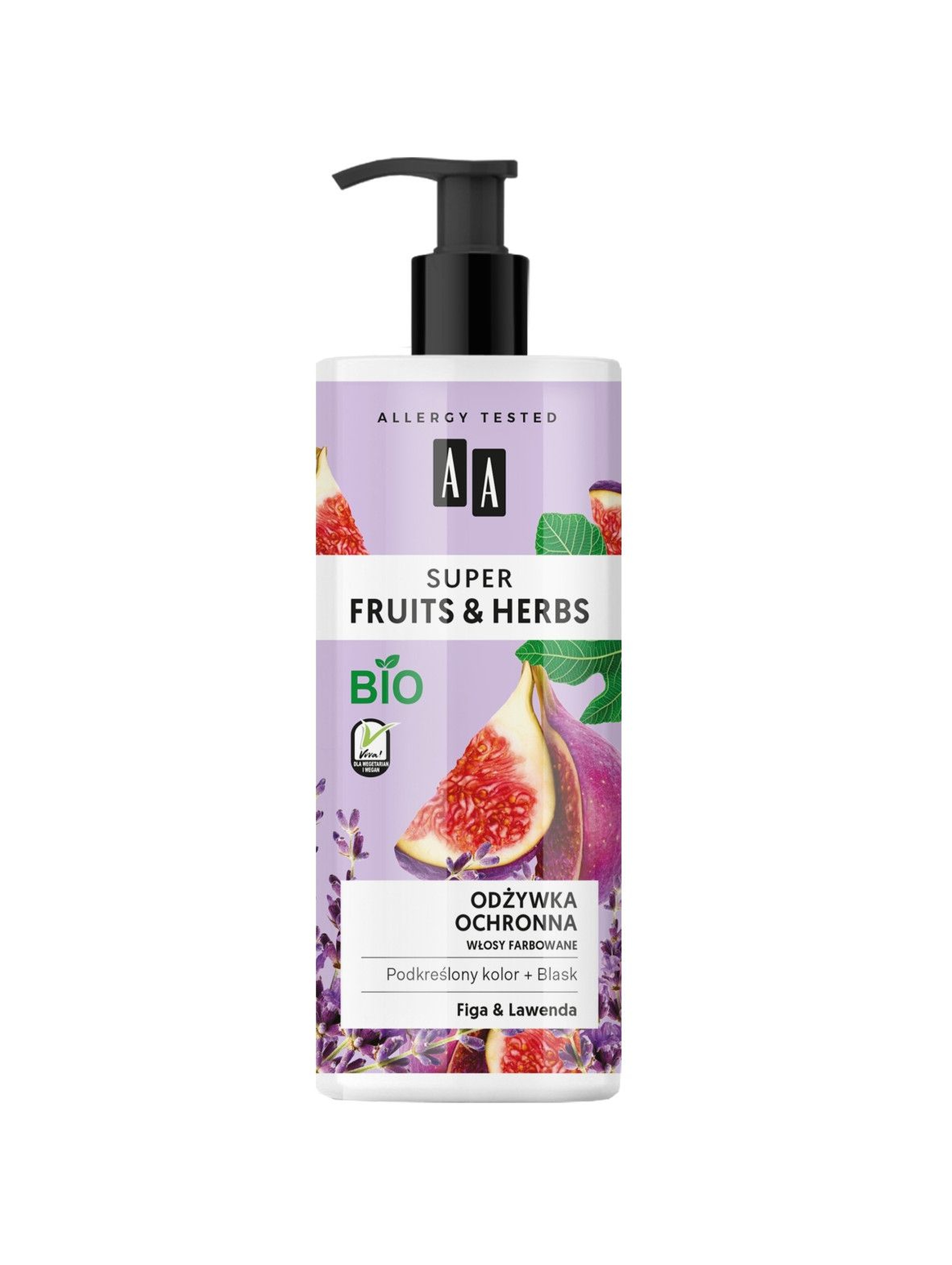 AA Super Fruits&Herbs odżywka ochronna włosy farbowane figa&lawenda 500 ml
