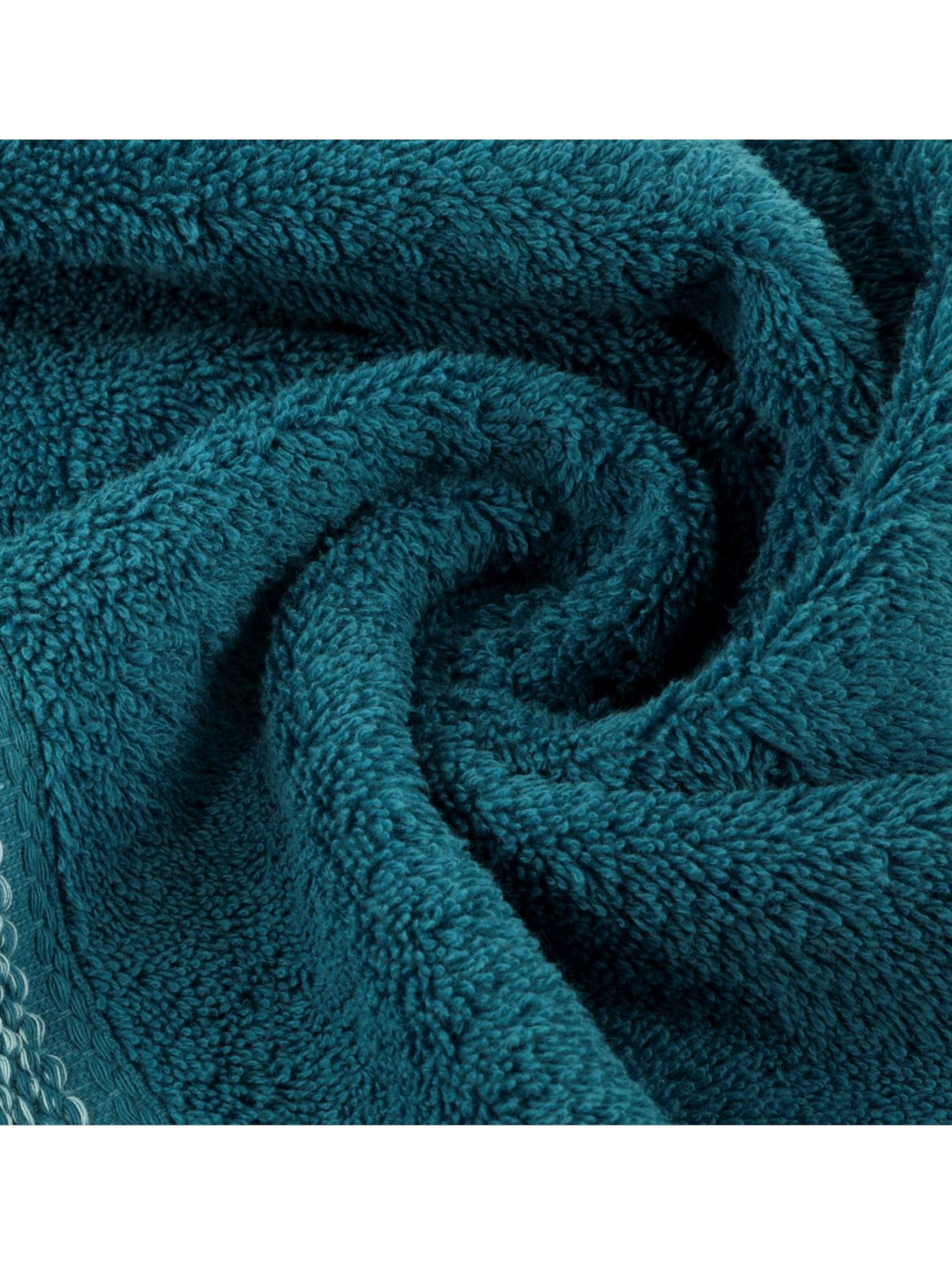 Turkusowy ręcznik 50x90 cm z ozdobnym pasem