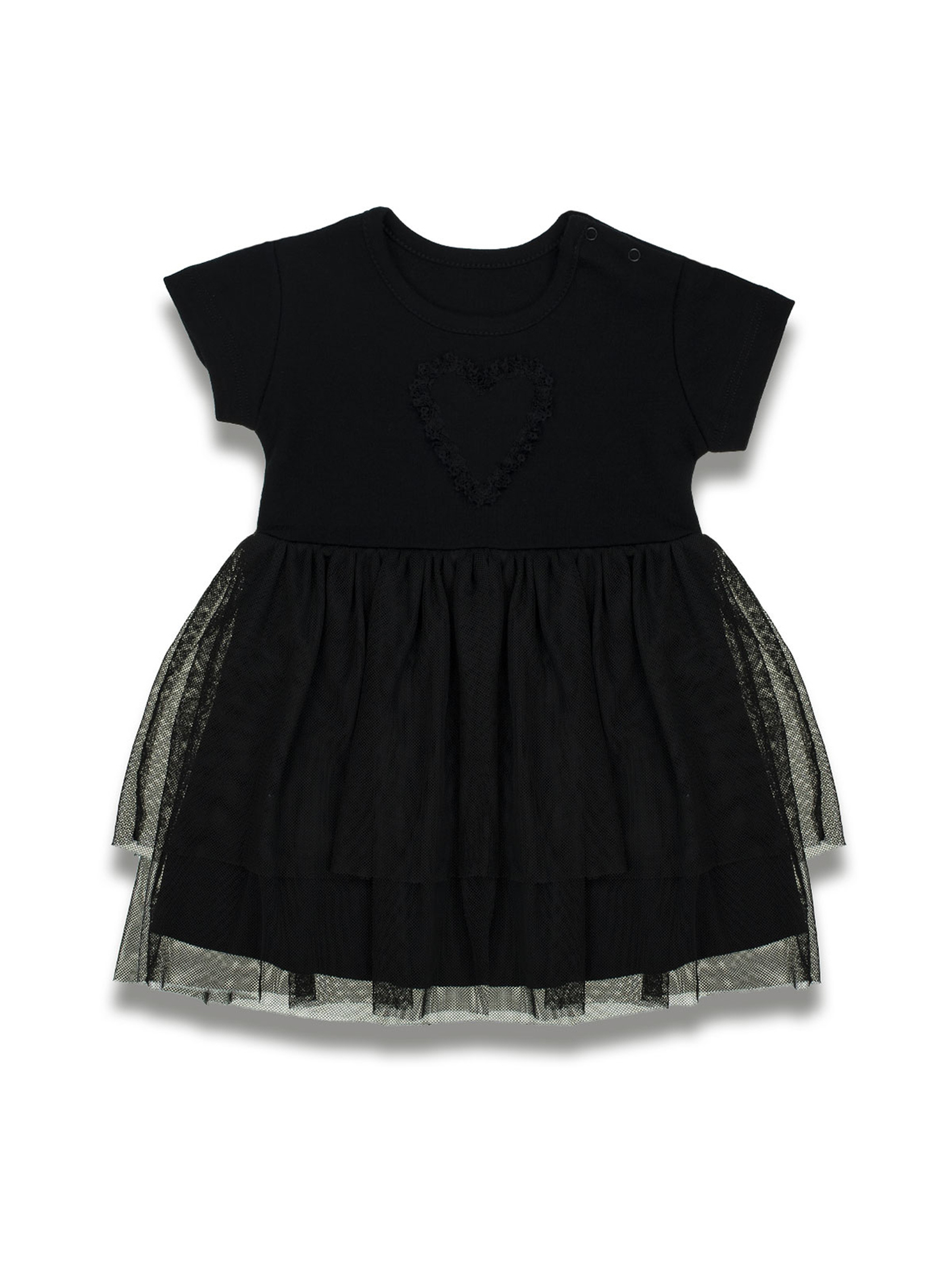 Sukienka niemowlęca dla dziewczynki z krótkim rękawem czarna