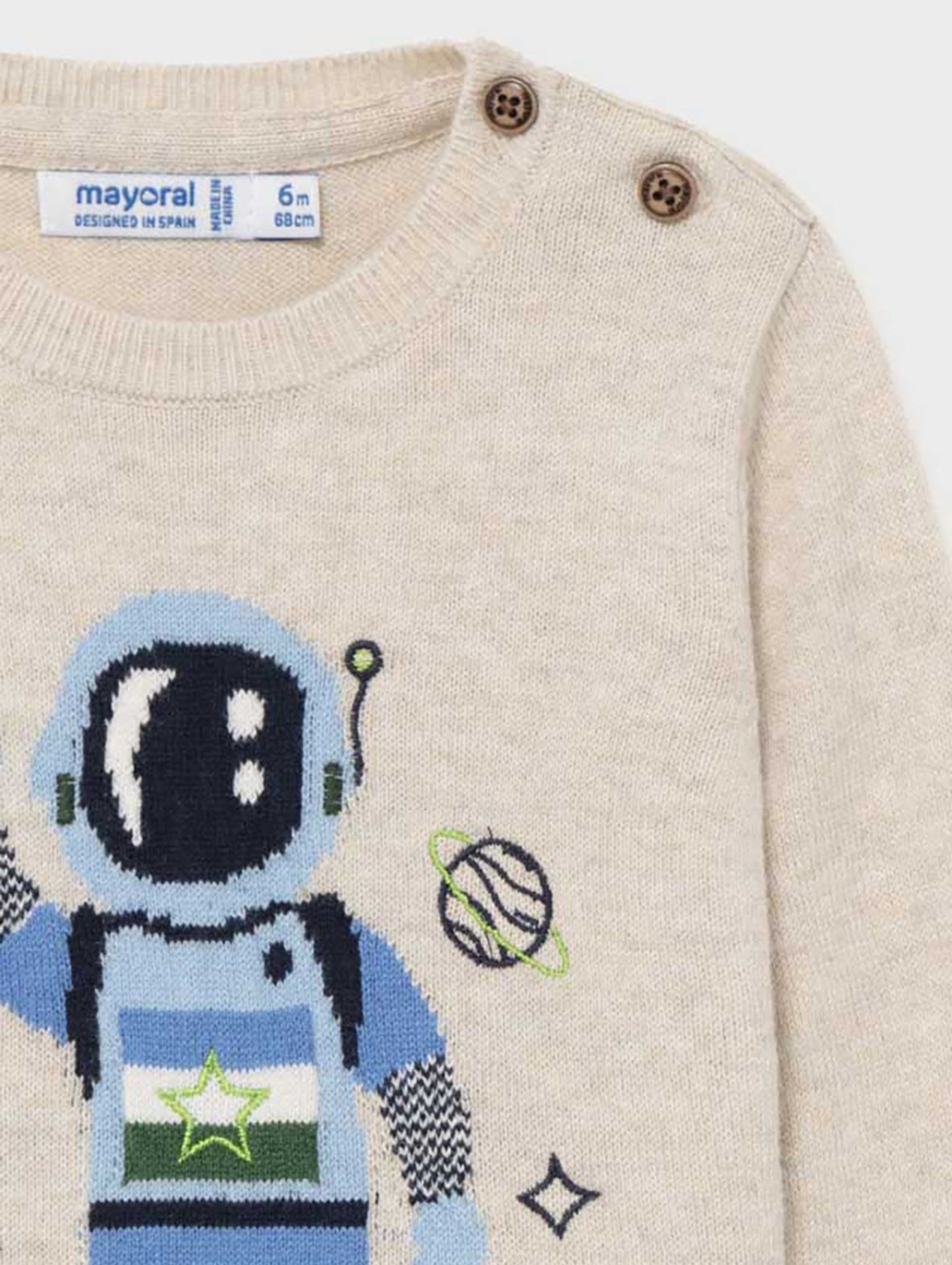 Komplet chłopięcy Mayoral - sweter z nadrukiem +  granatowe spodnie