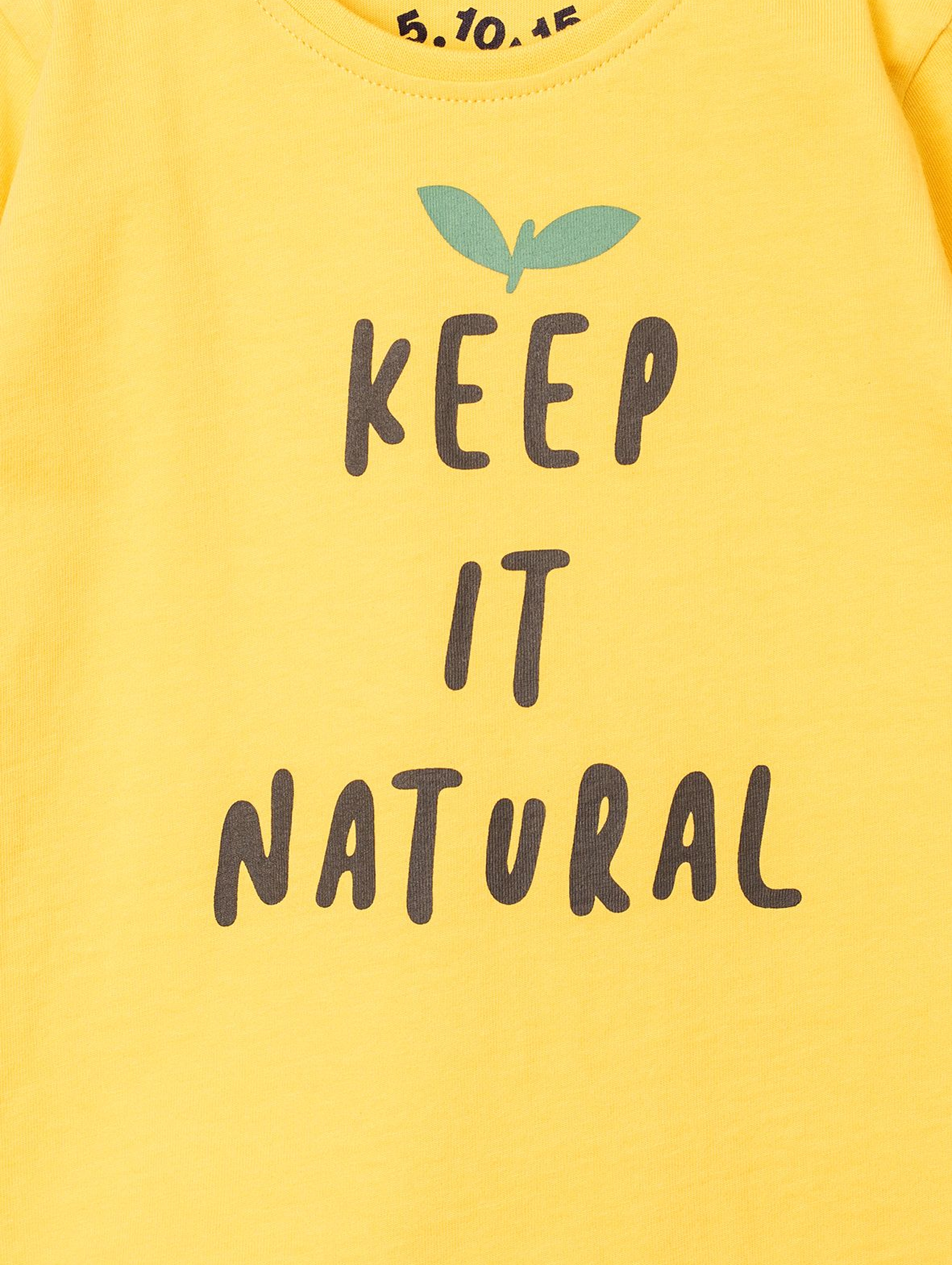 Bluzka niemowlęca żółta z napisem- Keep in natural