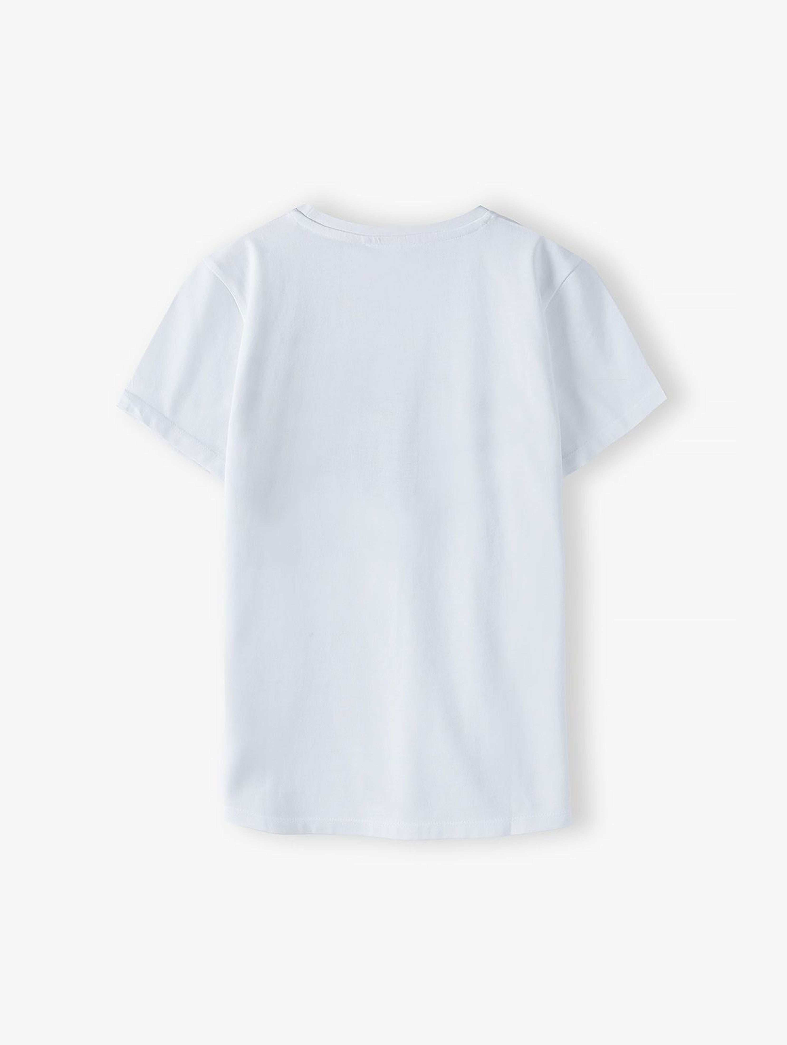 Bawełniany t-shirt chłopięcy w kolorze białym z nadrukiem