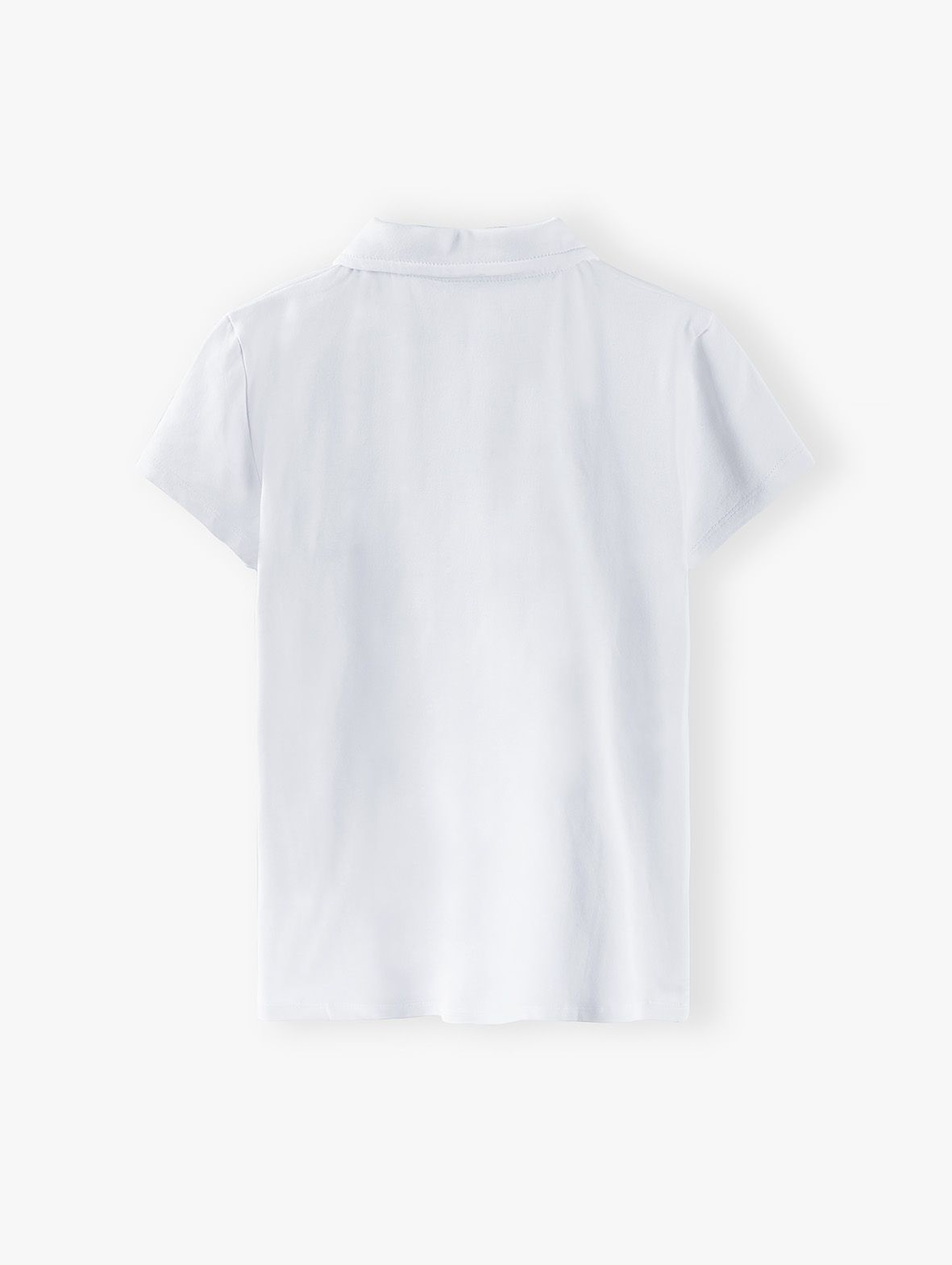 T-shirt dziewczęcy z kołnierzykiem - biały
